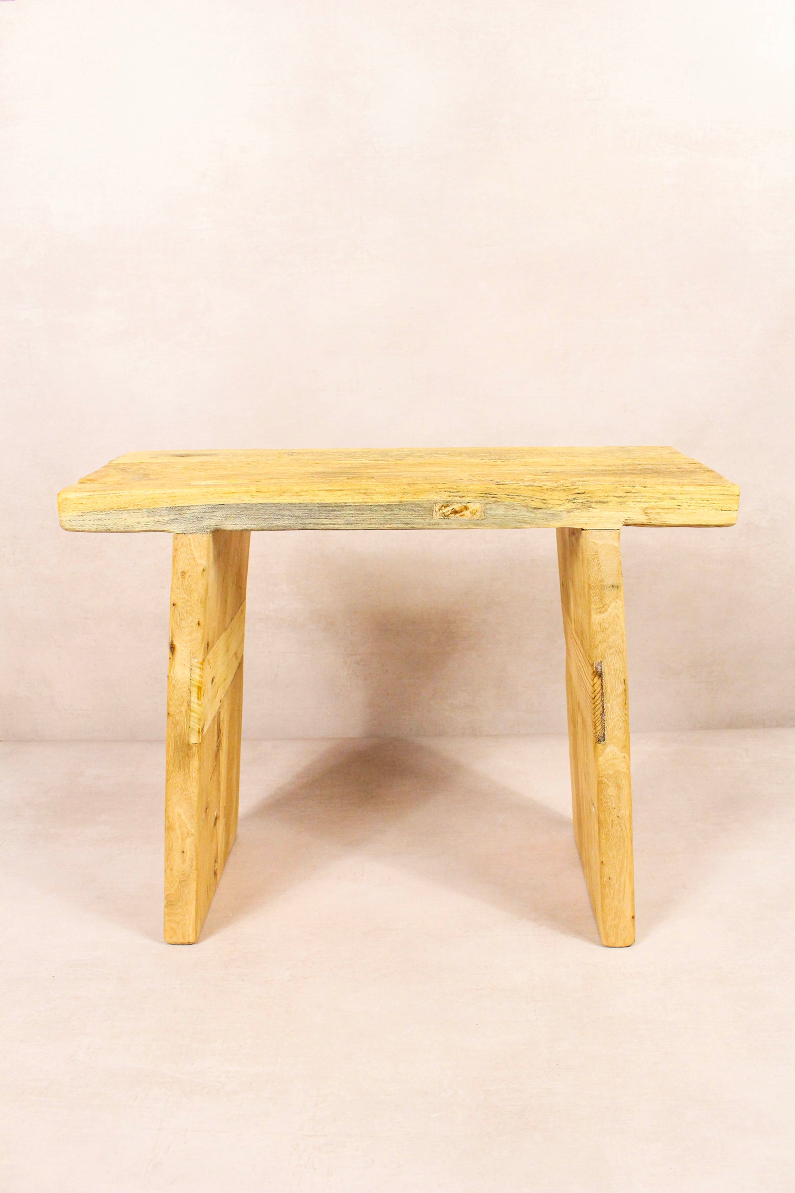 Vintage rustic square stool in reclaimed elm wood