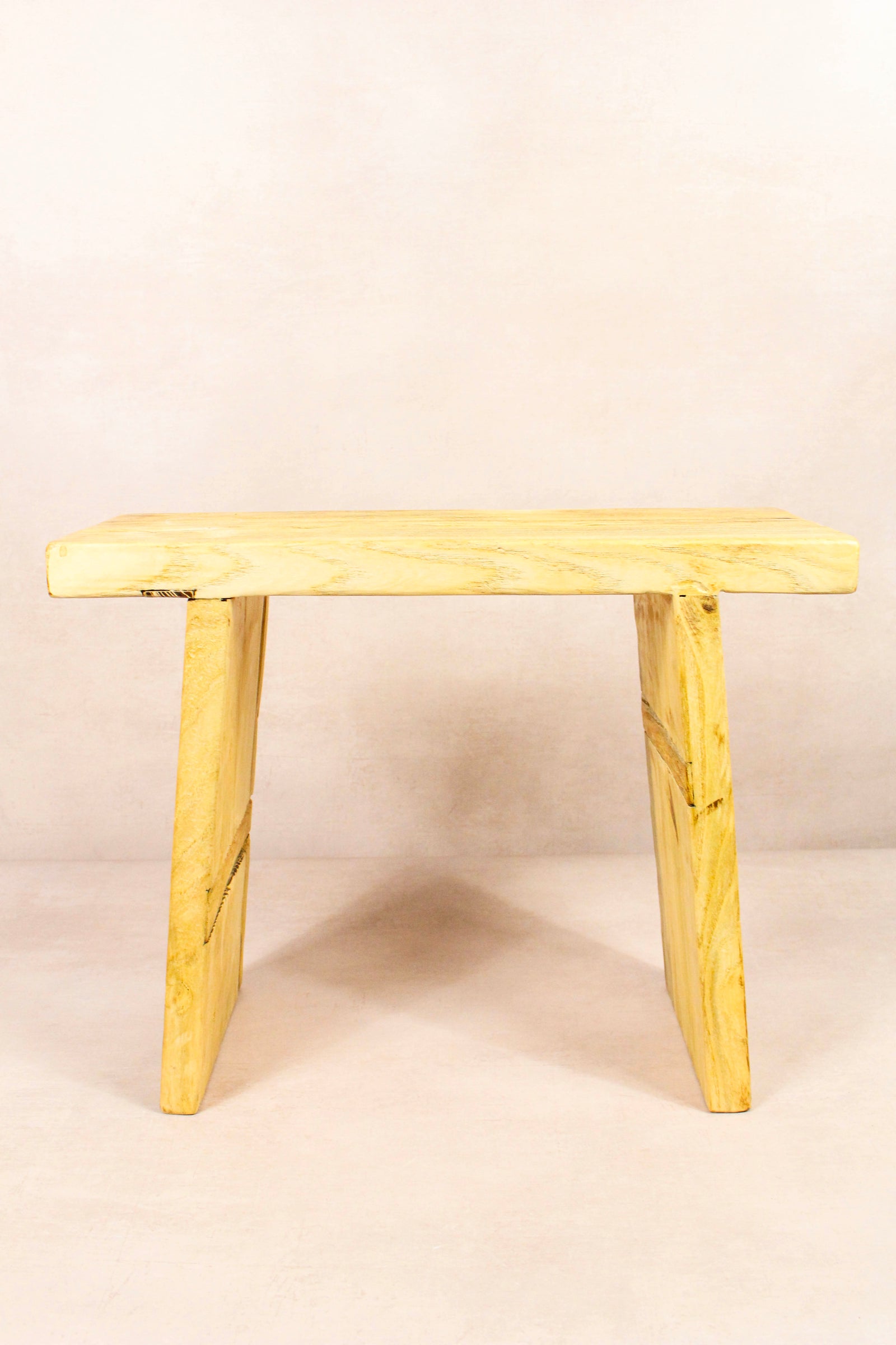 Vintage rustic square stool in reclaimed elm wood