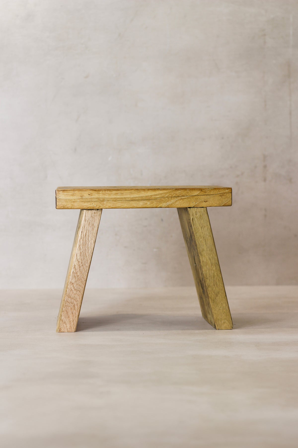 Vintage Rustic Square Elm Wood Stool - Small - No 6