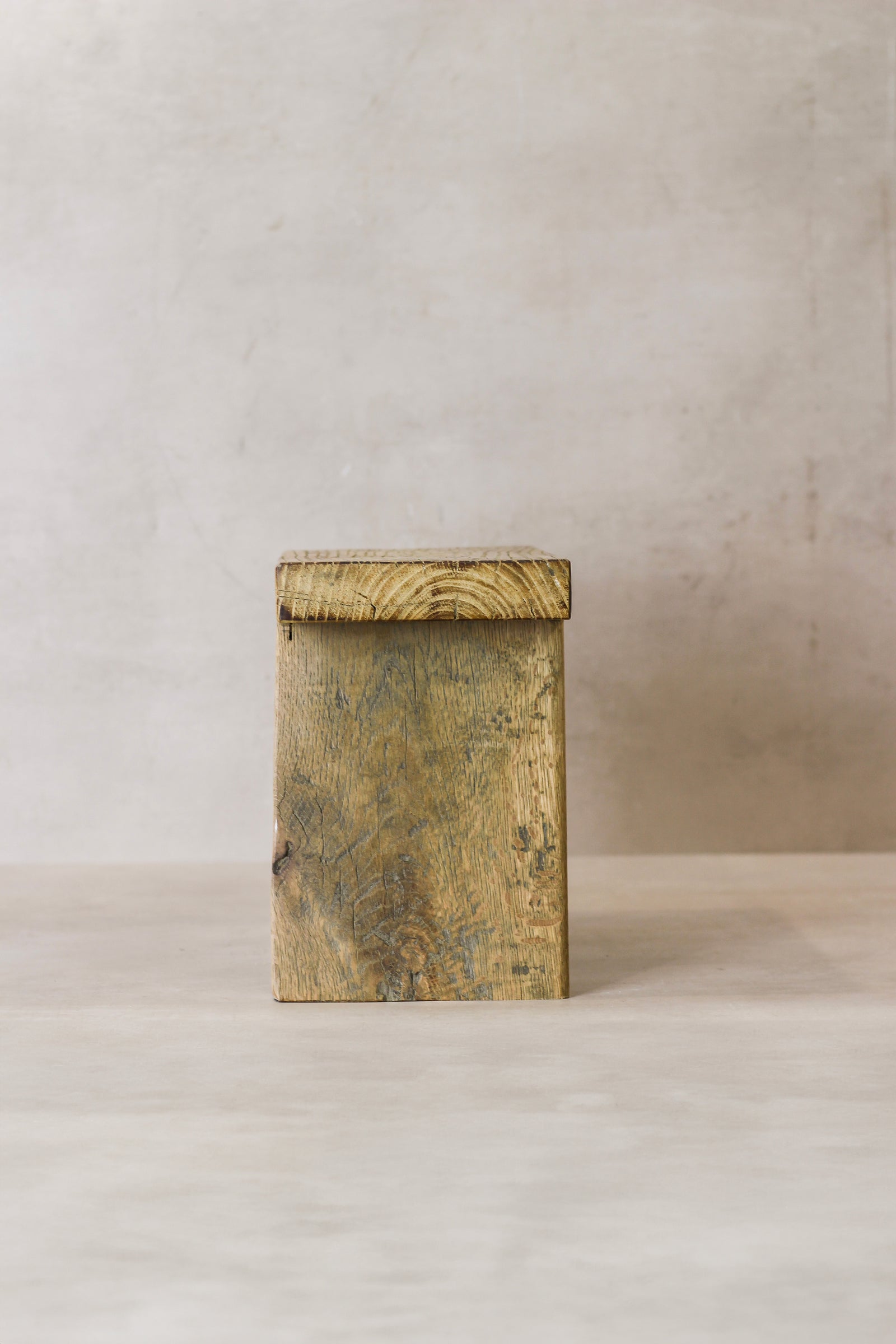 Vintage Rustic Square Elm Wood Stool - Small - No 6