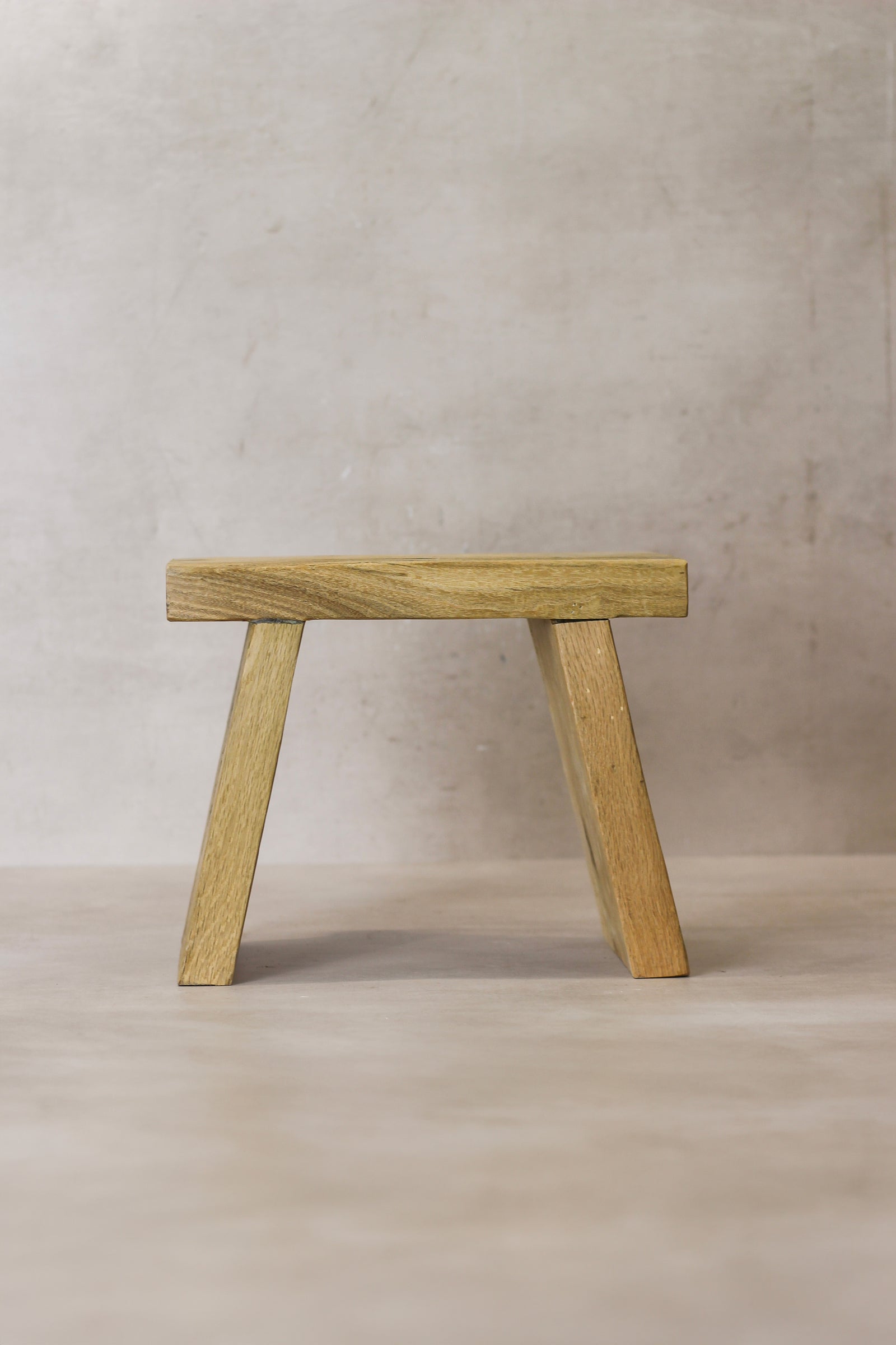 Vintage Rustic Square Elm Wood Stool - Small - No 7