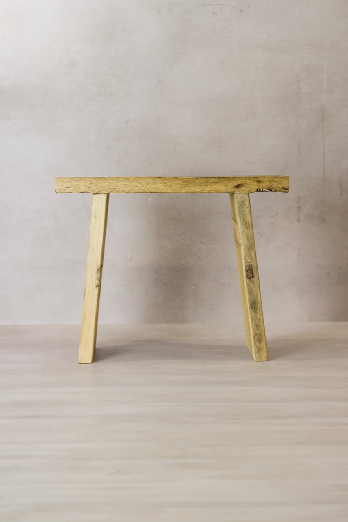 Vintage Rustic Square Elm Wood Stool - No 5