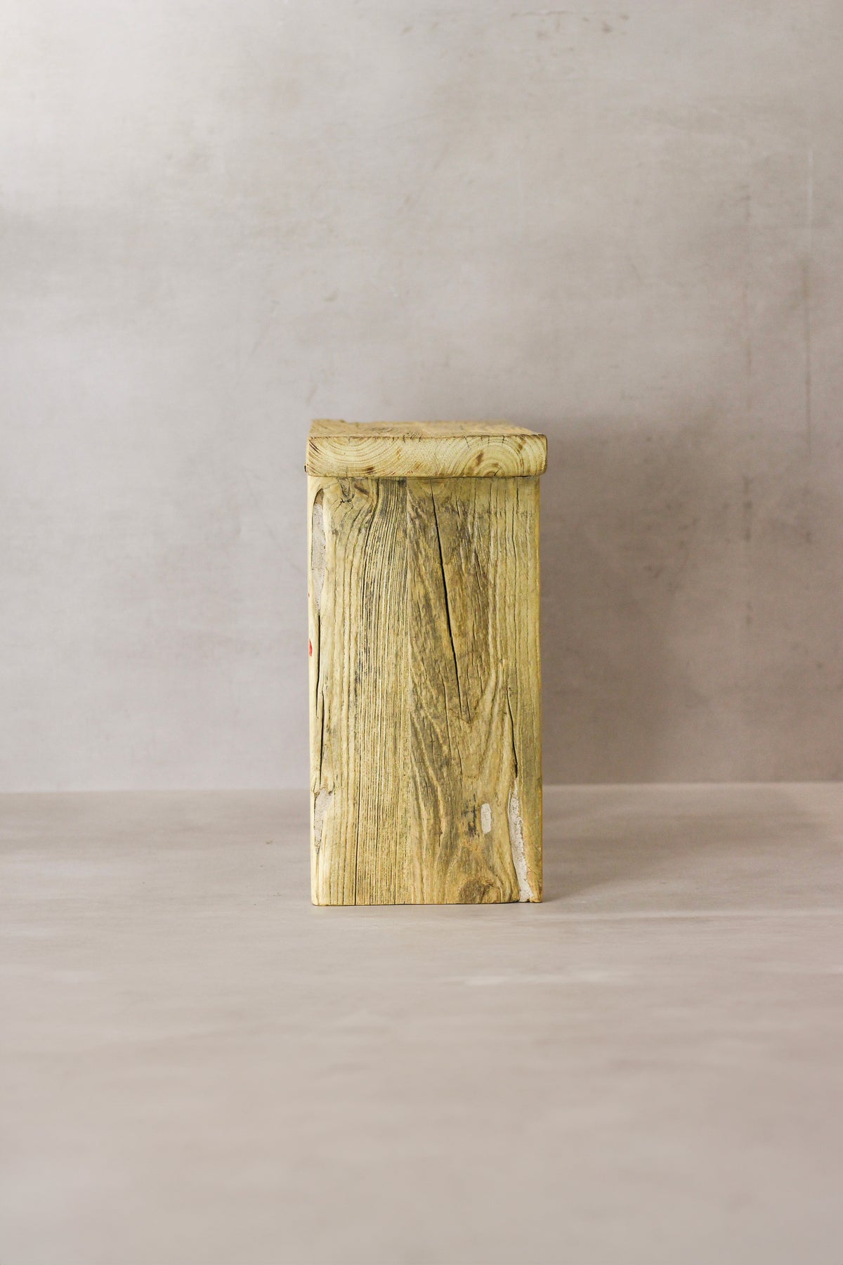 Vintage Rustic Square Elm Wood Stool - No 6