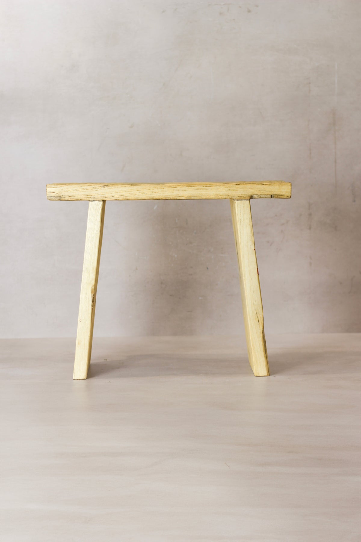 Vintage Rustic Square Elm Wood Stool - No 6