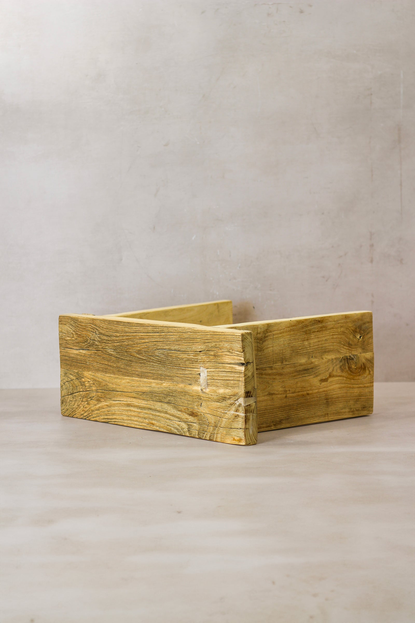 Vintage Rustic Square Elm Wood Stool - No 6