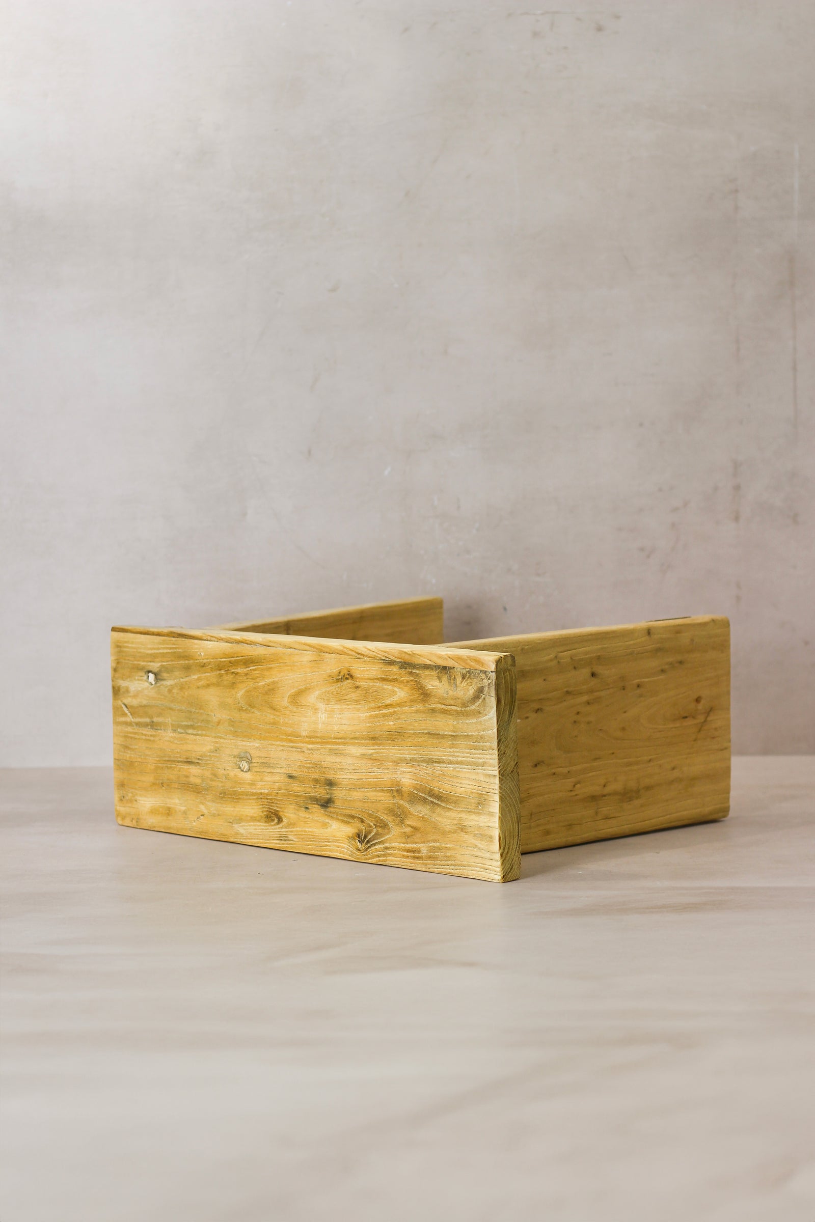 Vintage Rustic Square Elm Wood Stool - No 7