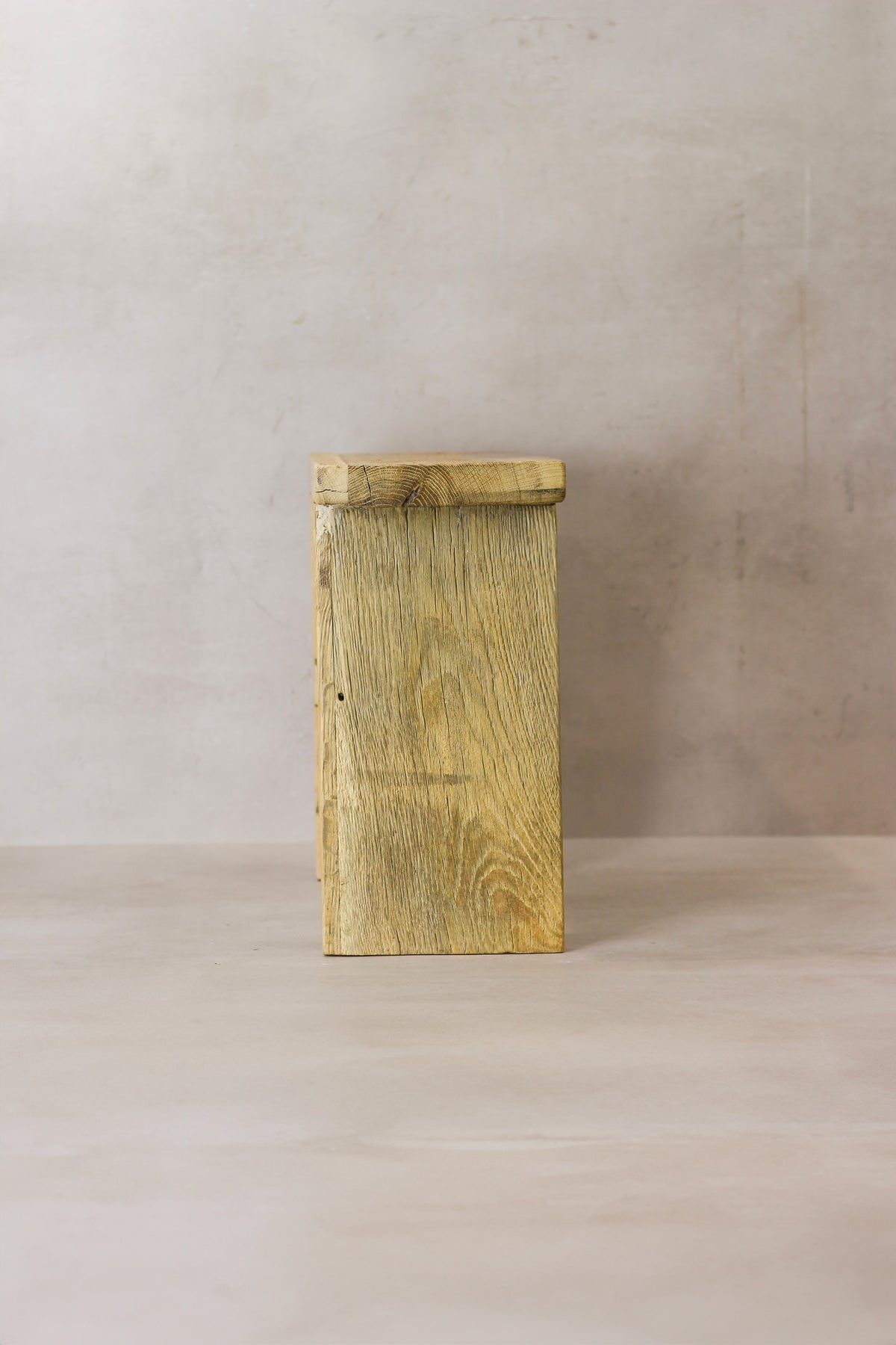 Vintage Rustic Square Elm Wood Stool - No 8