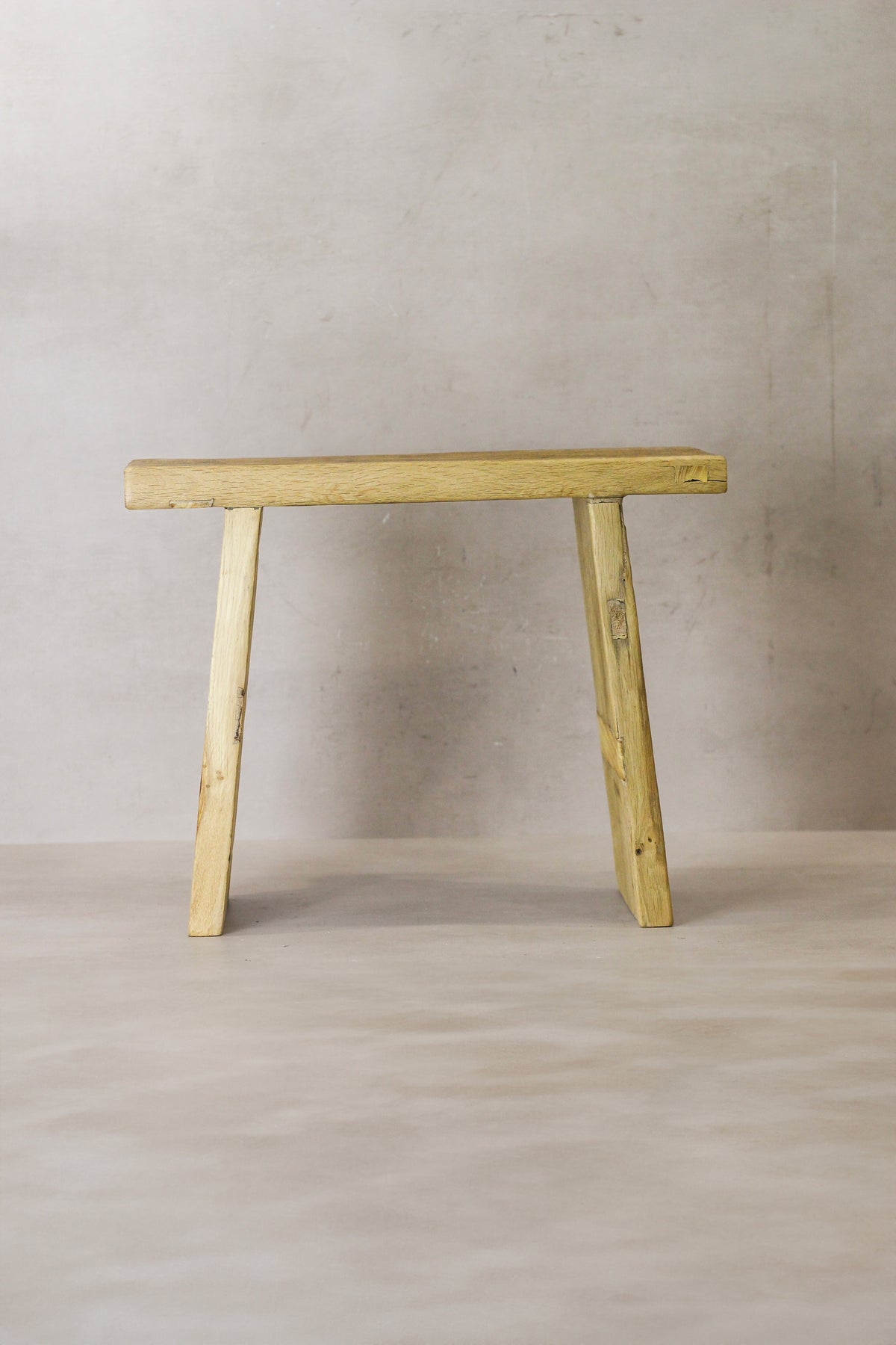 Vintage Rustic Square Elm Wood Stool - No 8