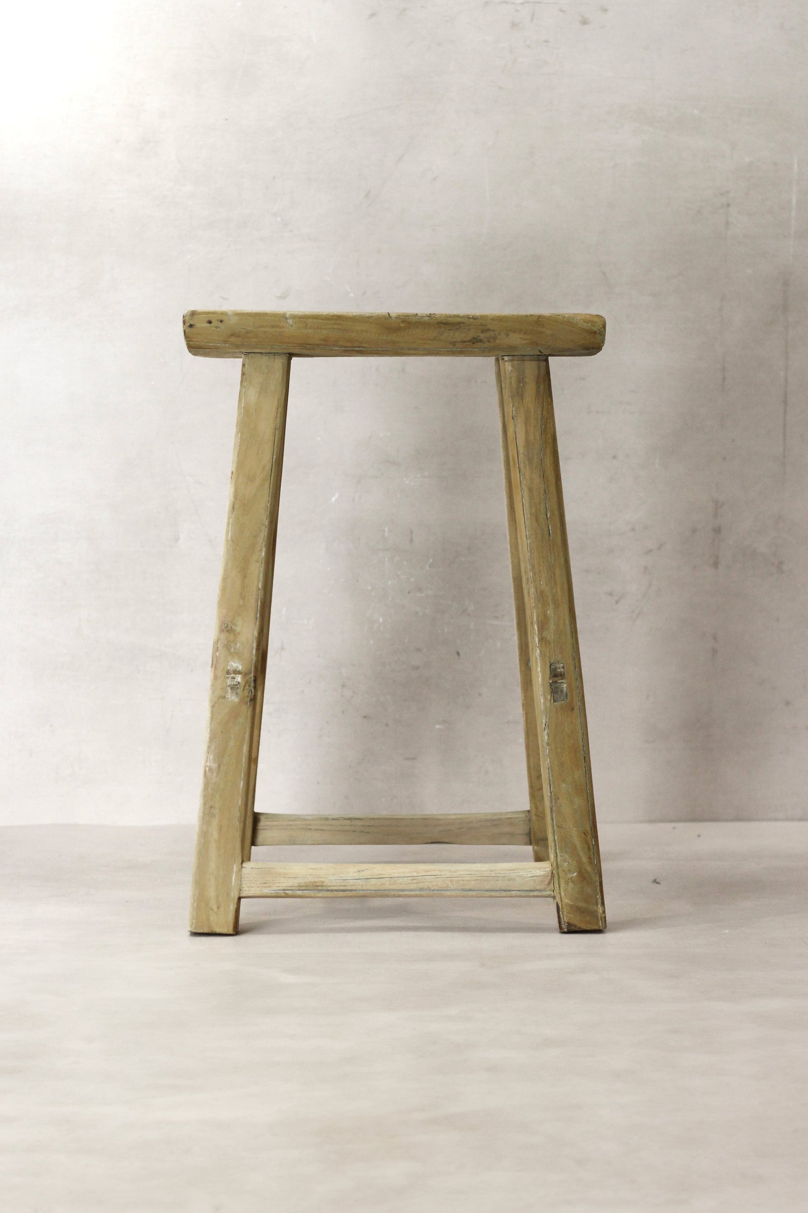 Vintage Rustic Elm Wood Stool - Medium - No 70