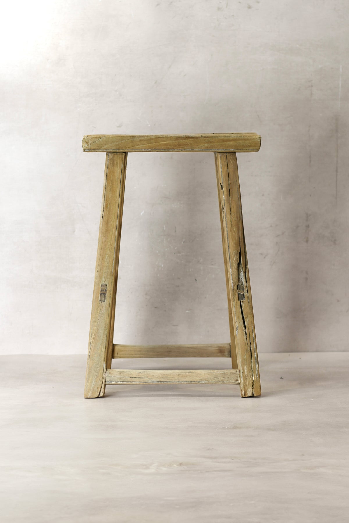 Vintage Rustic Elm Wood Stool - Medium - No 70