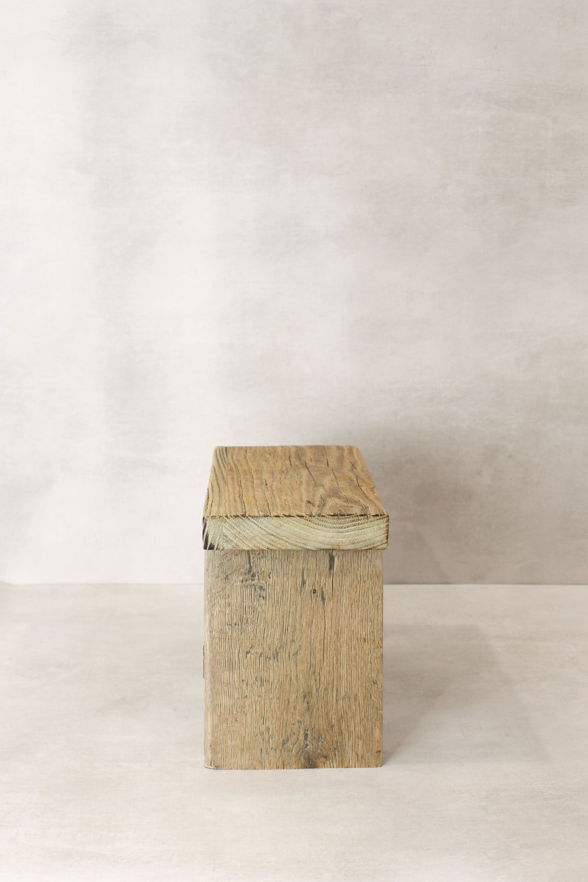 Vintage Rustic Square Elm Wood Stool - Small - No 10