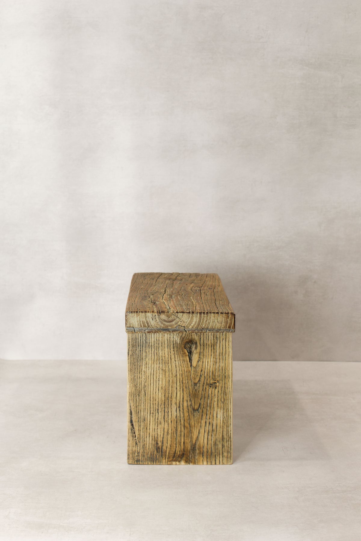 Vintage Rustic Square Elm Wood Stool - Small - No 11