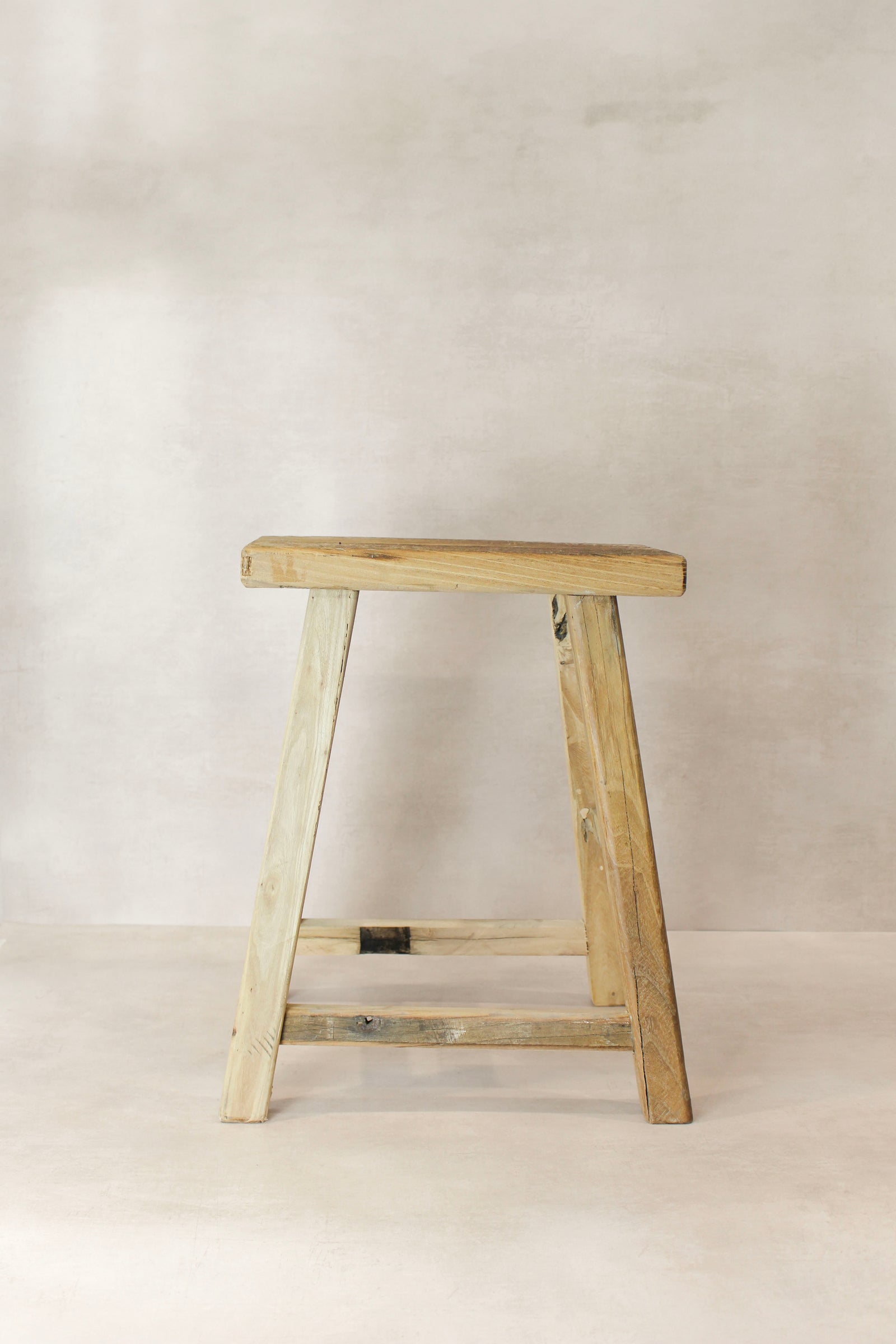 Vintage Rustic Elm Wood Stool - Medium - No 74