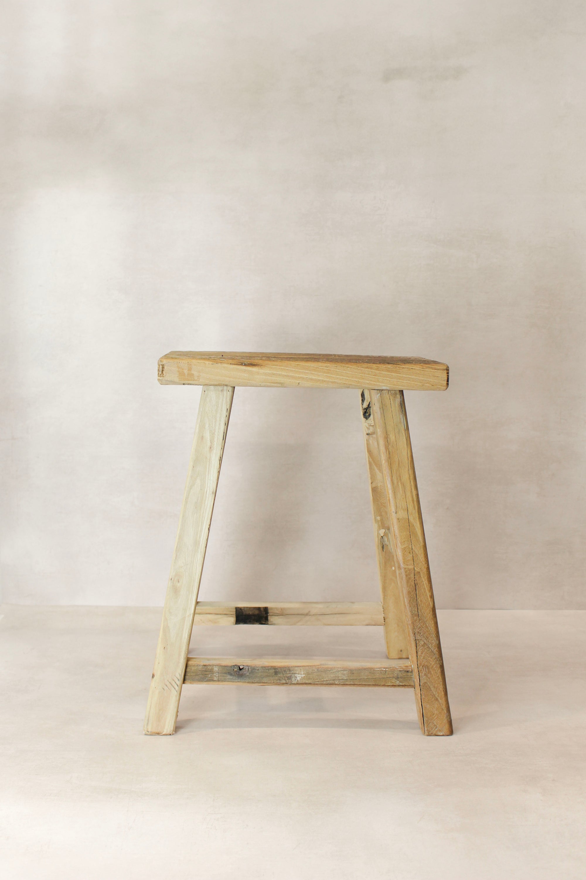 Vintage Rustic Elm Wood Stool - Medium - No 74