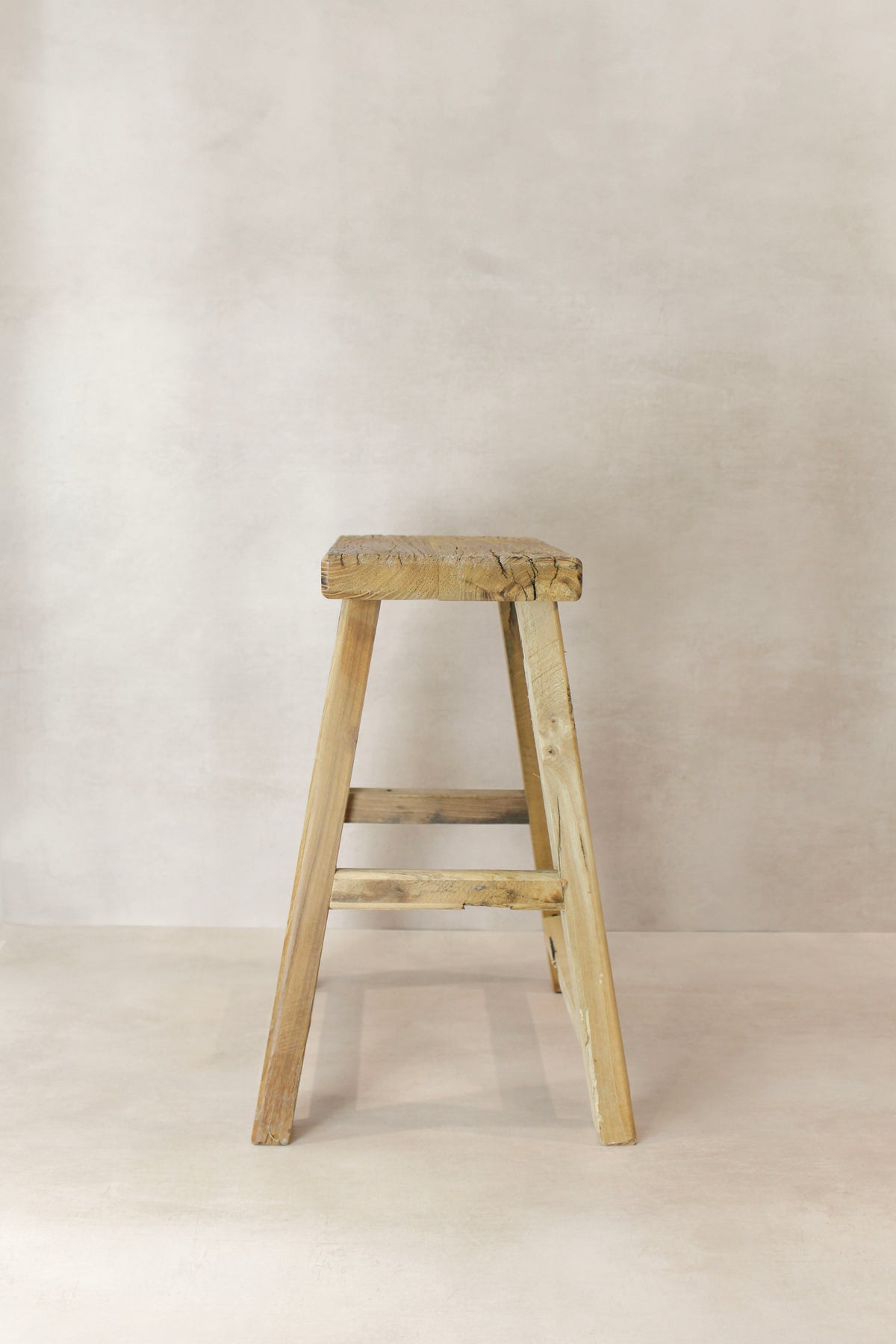 Vintage Rustic Elm Wood Stool - Medium - No 74