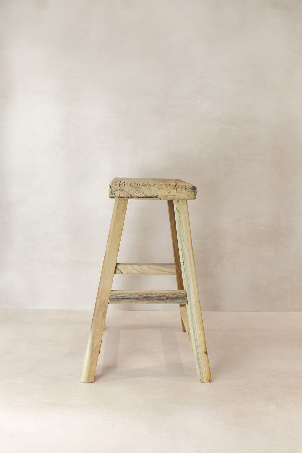 Vintage Rustic Elm Wood Stool - Medium - No 74