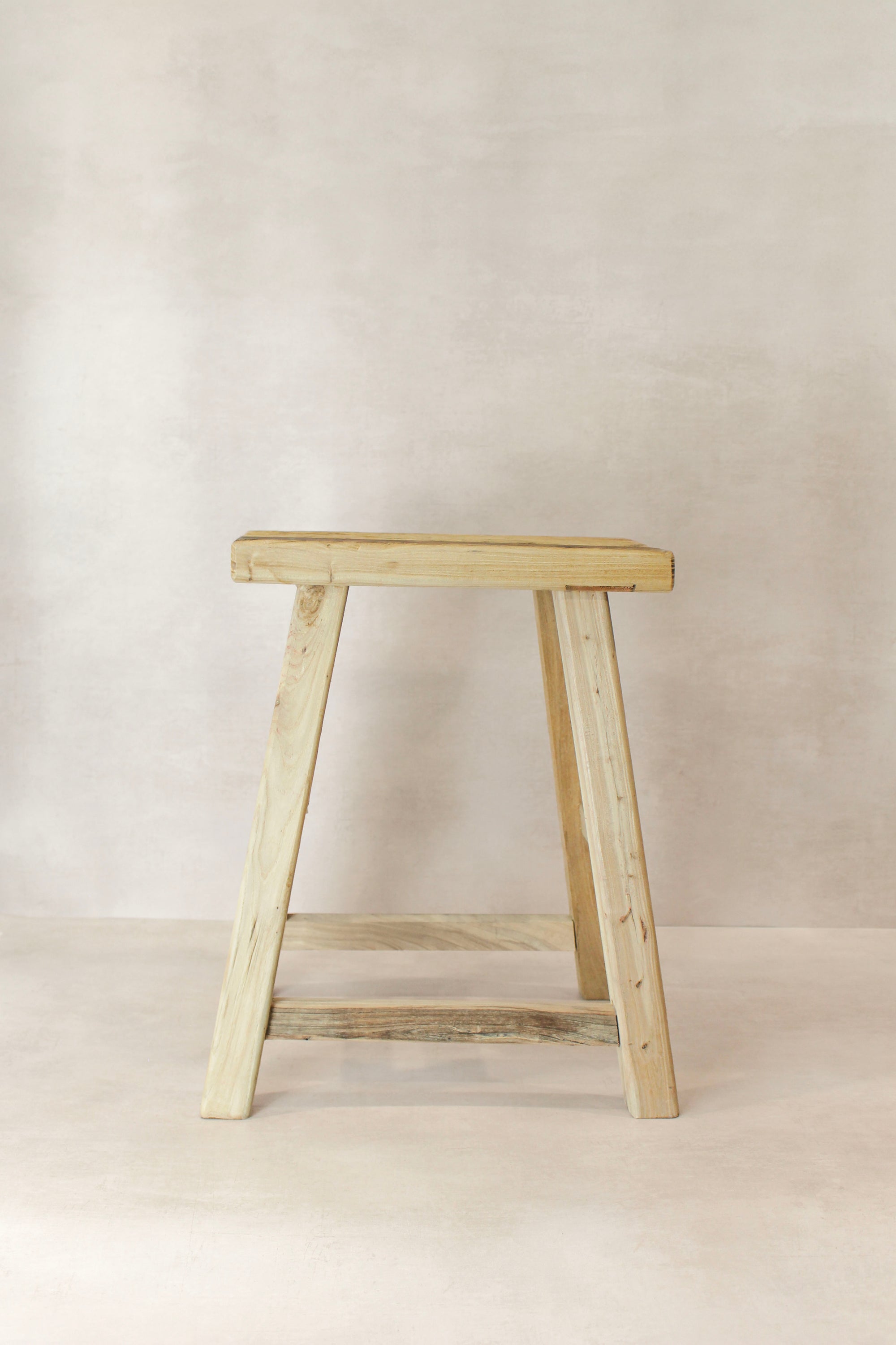 Vintage Rustic Elm Wood Stool - Medium - No 75