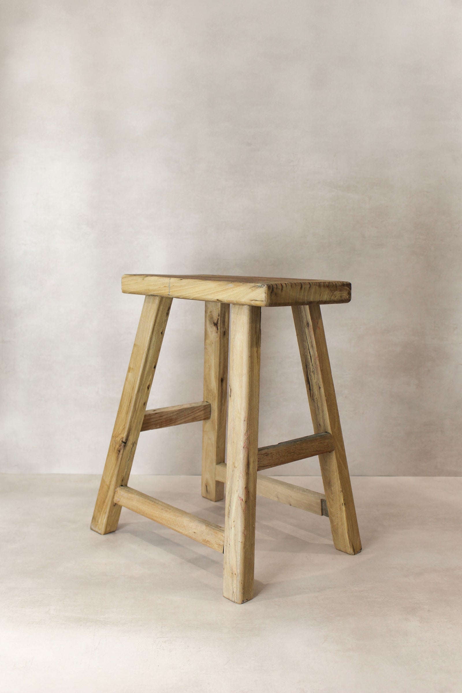 Vintage Rustic Elm Wood Stool - Medium - No 76