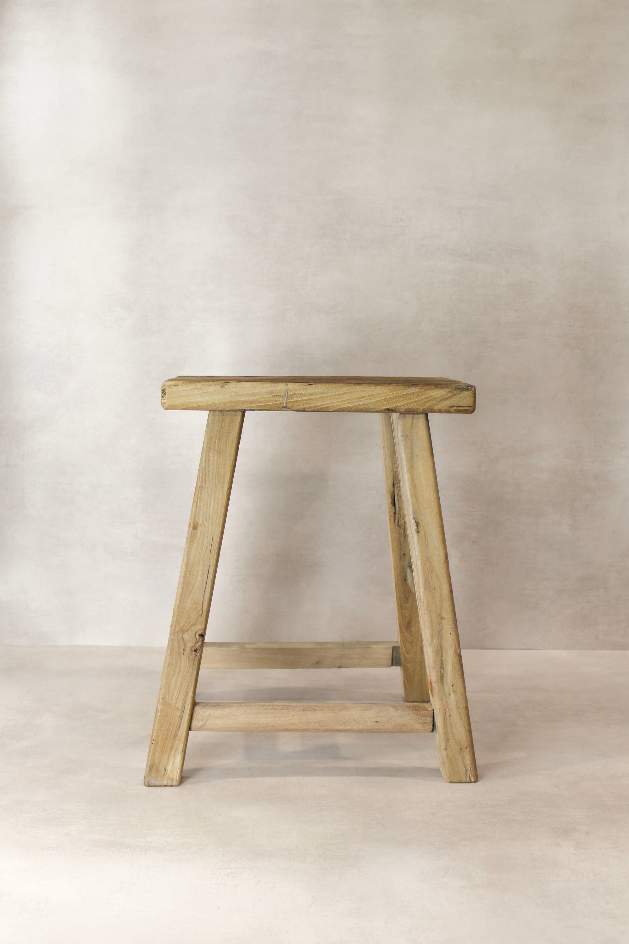 Vintage Rustic Elm Wood Stool - Medium - No 76