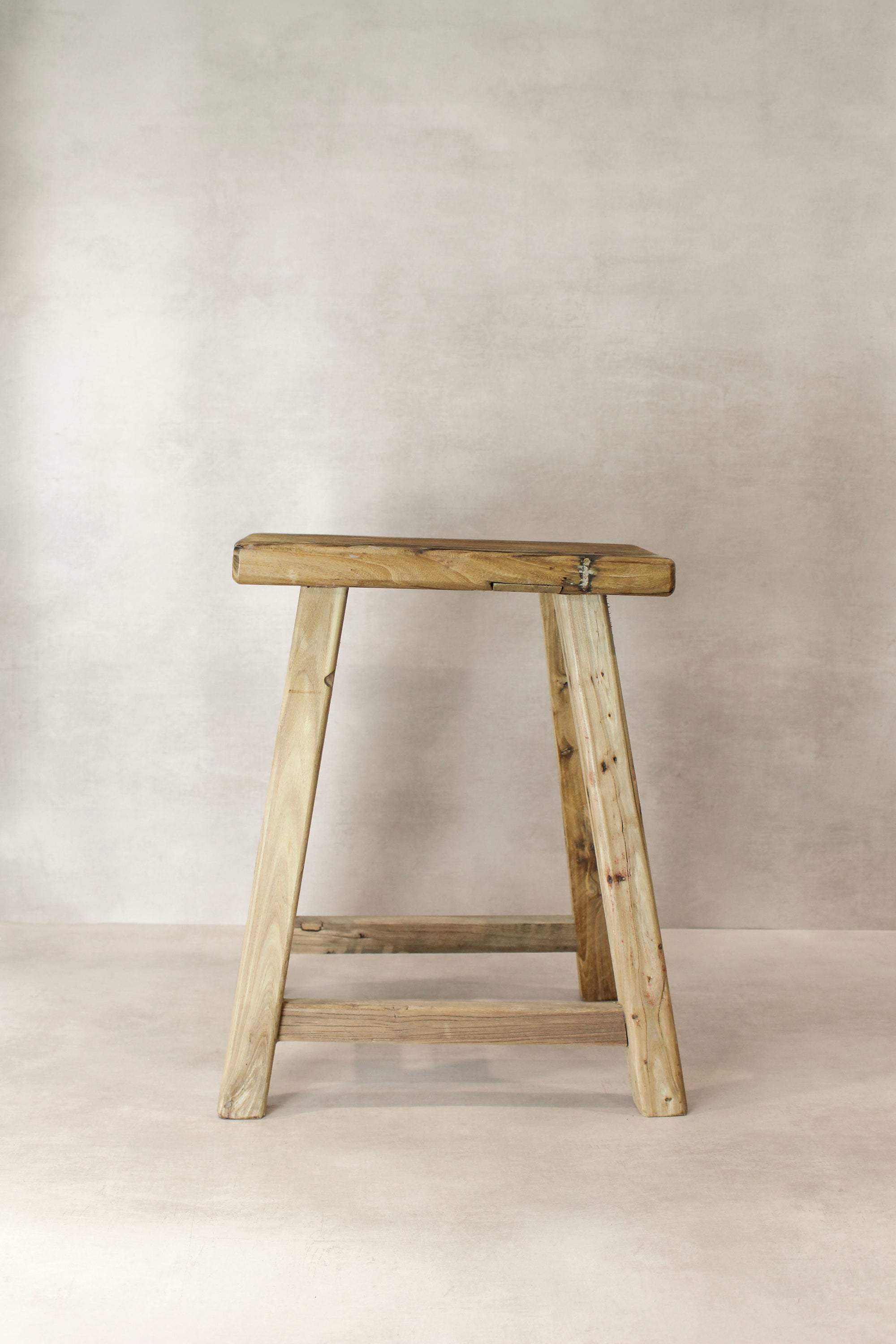 Vintage Rustic Elm Wood Stool - Medium - No 76