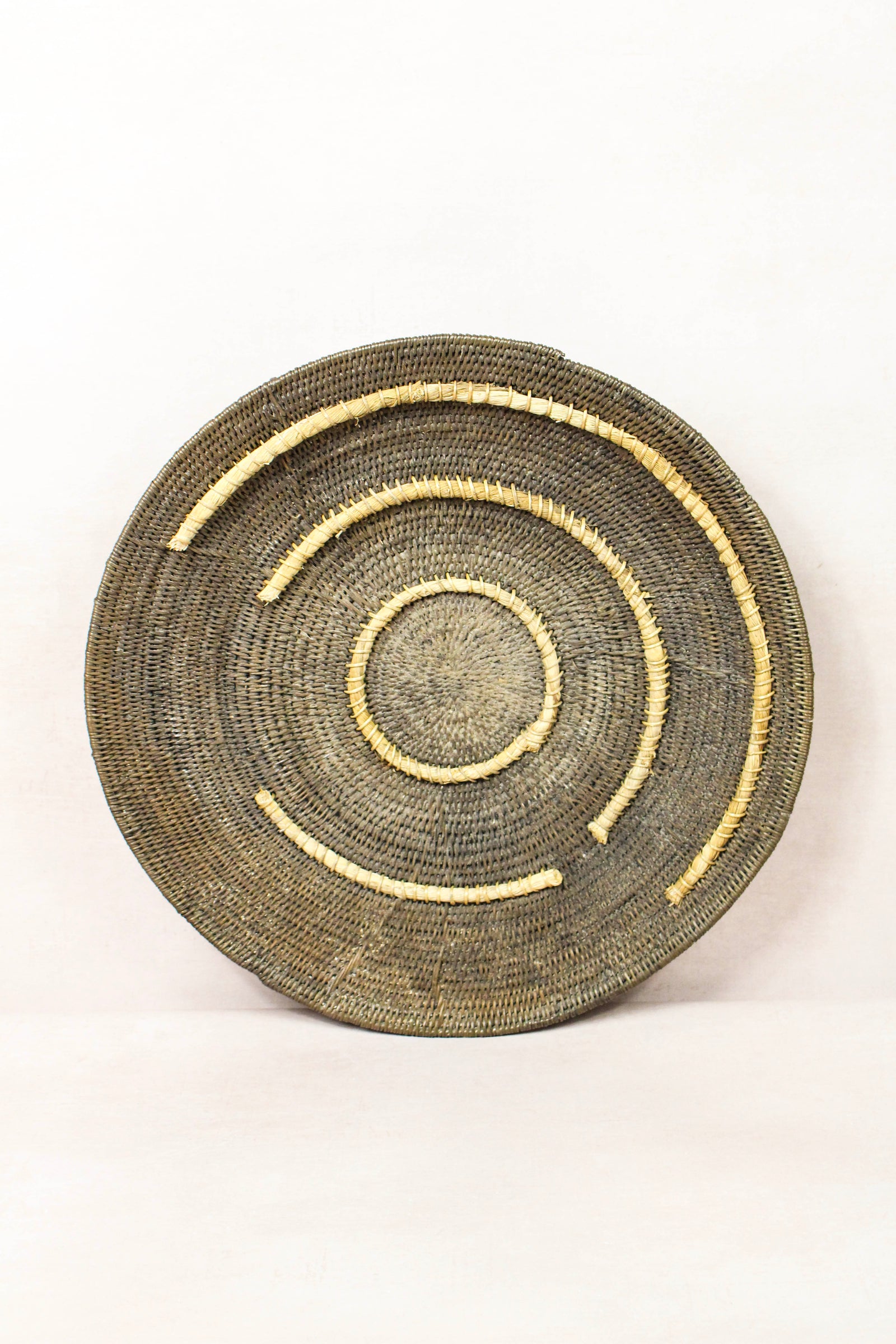 Vintage handwoven Makenge basket from Zambia made from natural tree roots