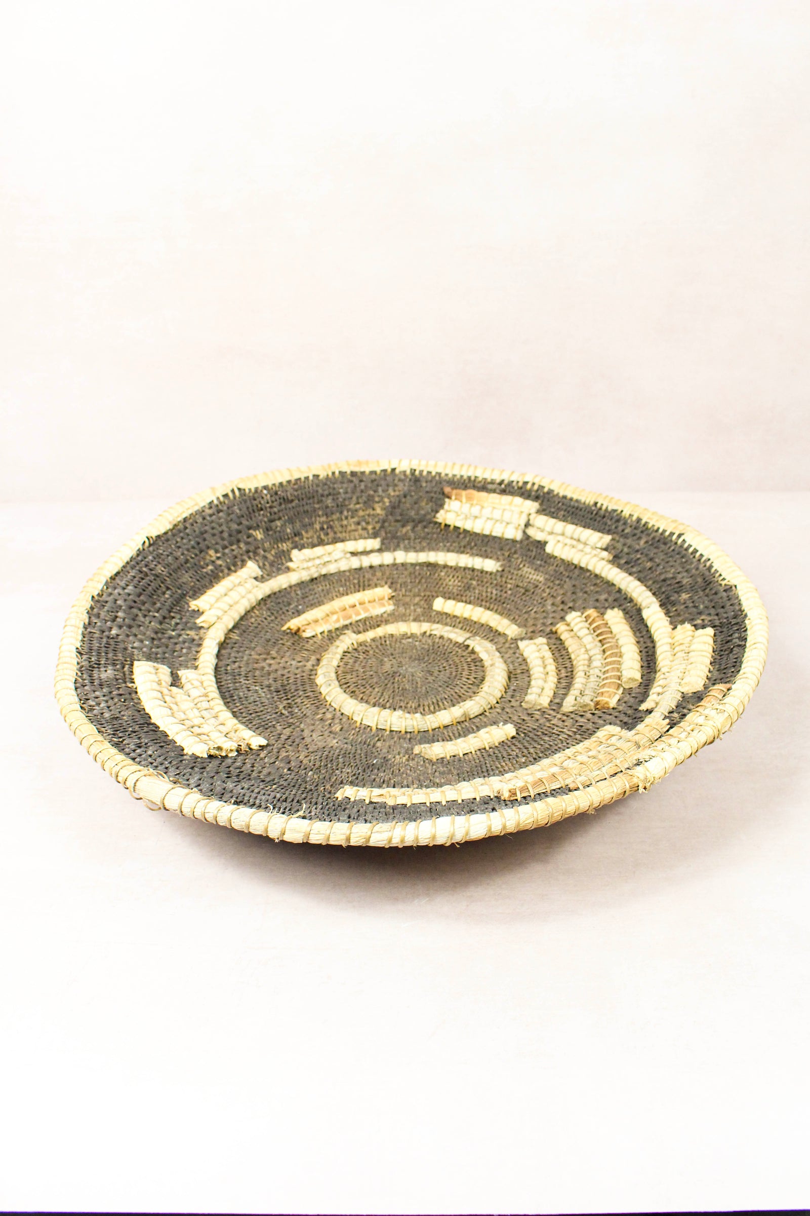 Vintage handwoven Makenge basket from Zambia made from natural tree roots