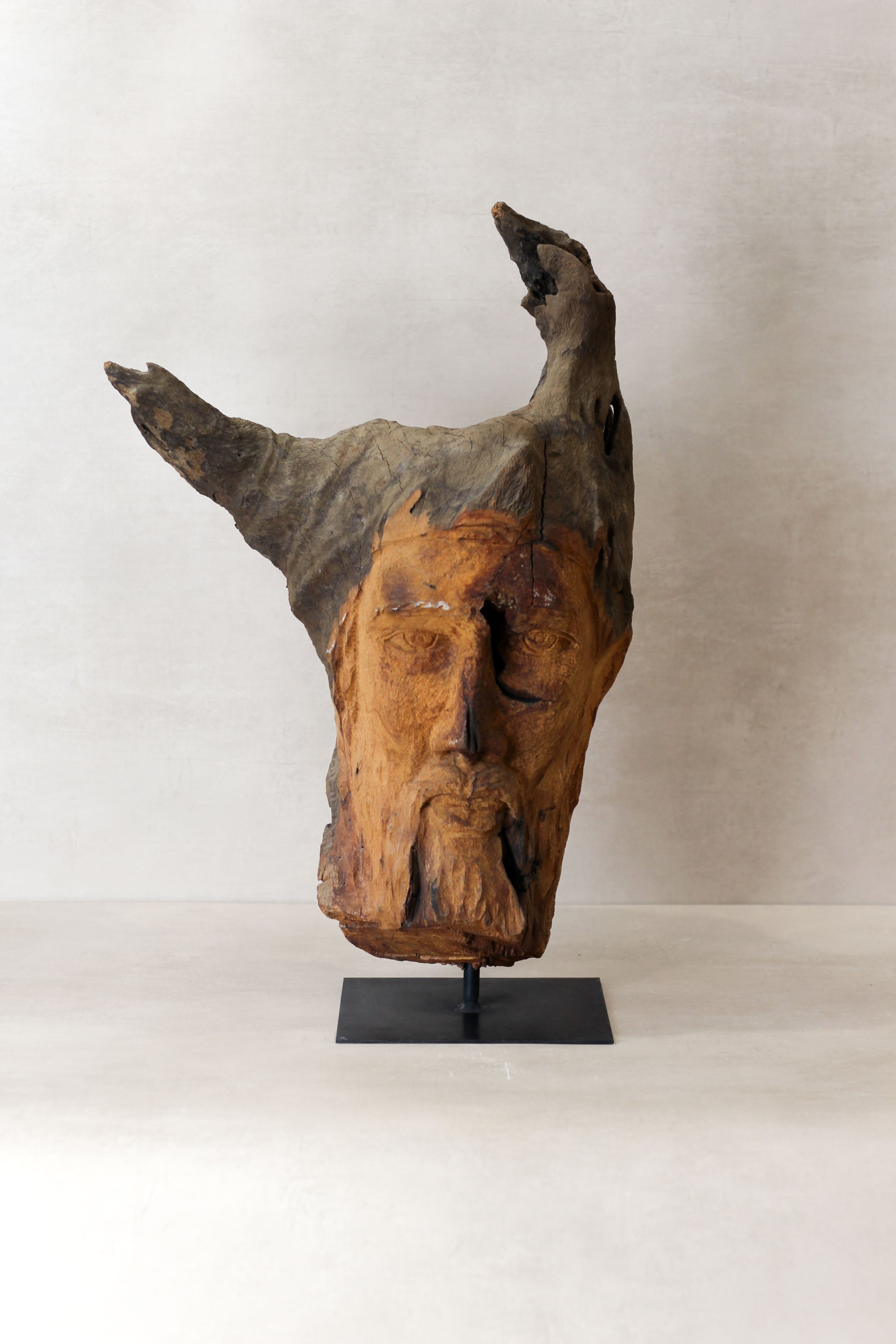 Rizimu Chiwawa Carved Driftwood Head Sculpture - Zimbabwe