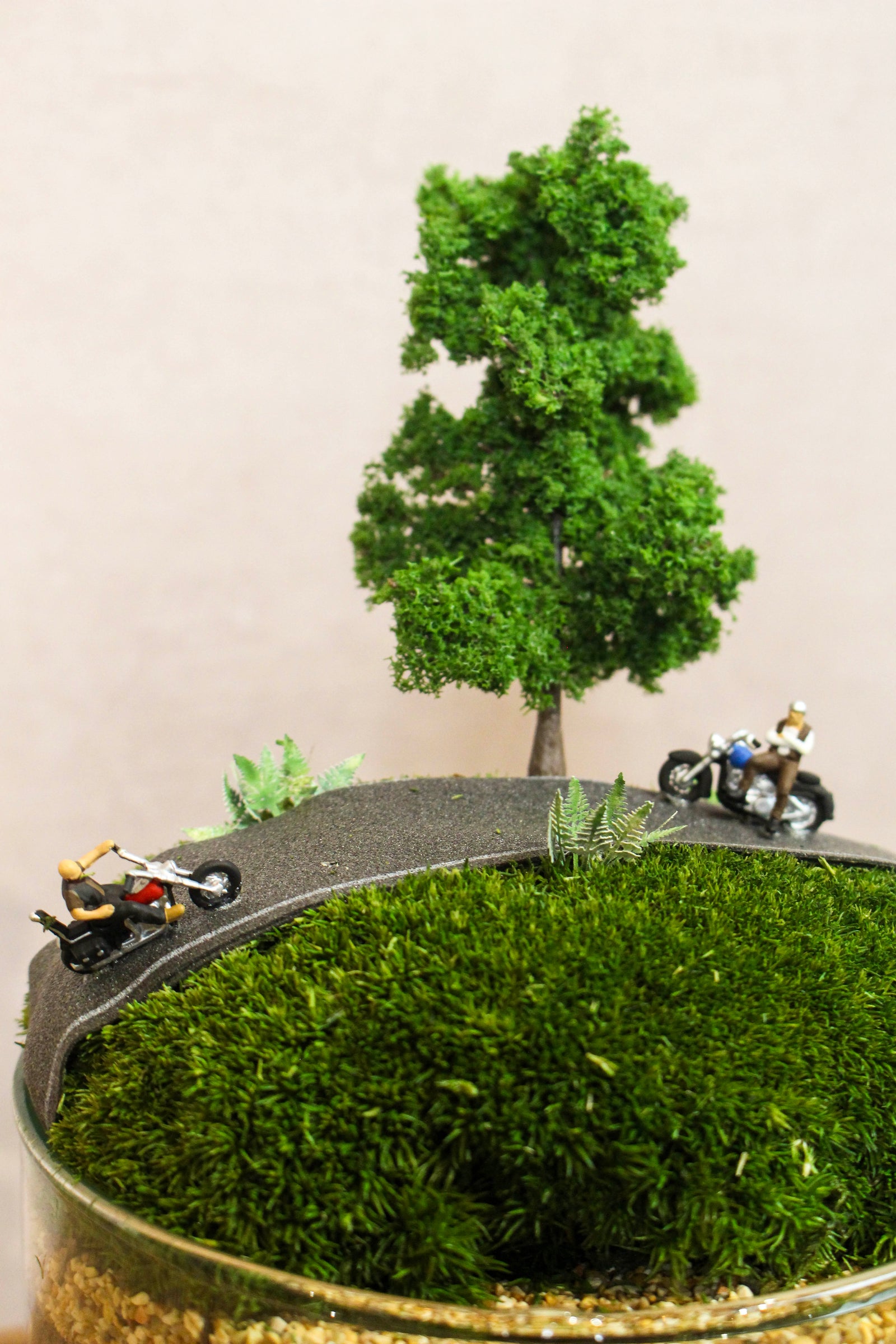 Tall Terrarium Scene (Motorcyclists)