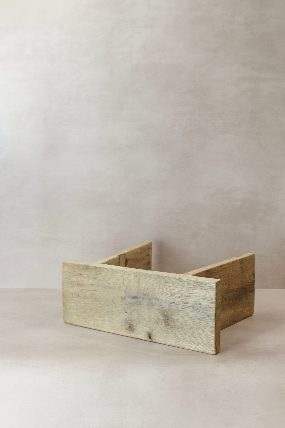 Vintage Rustic Square Elm Wood Stool - No 9