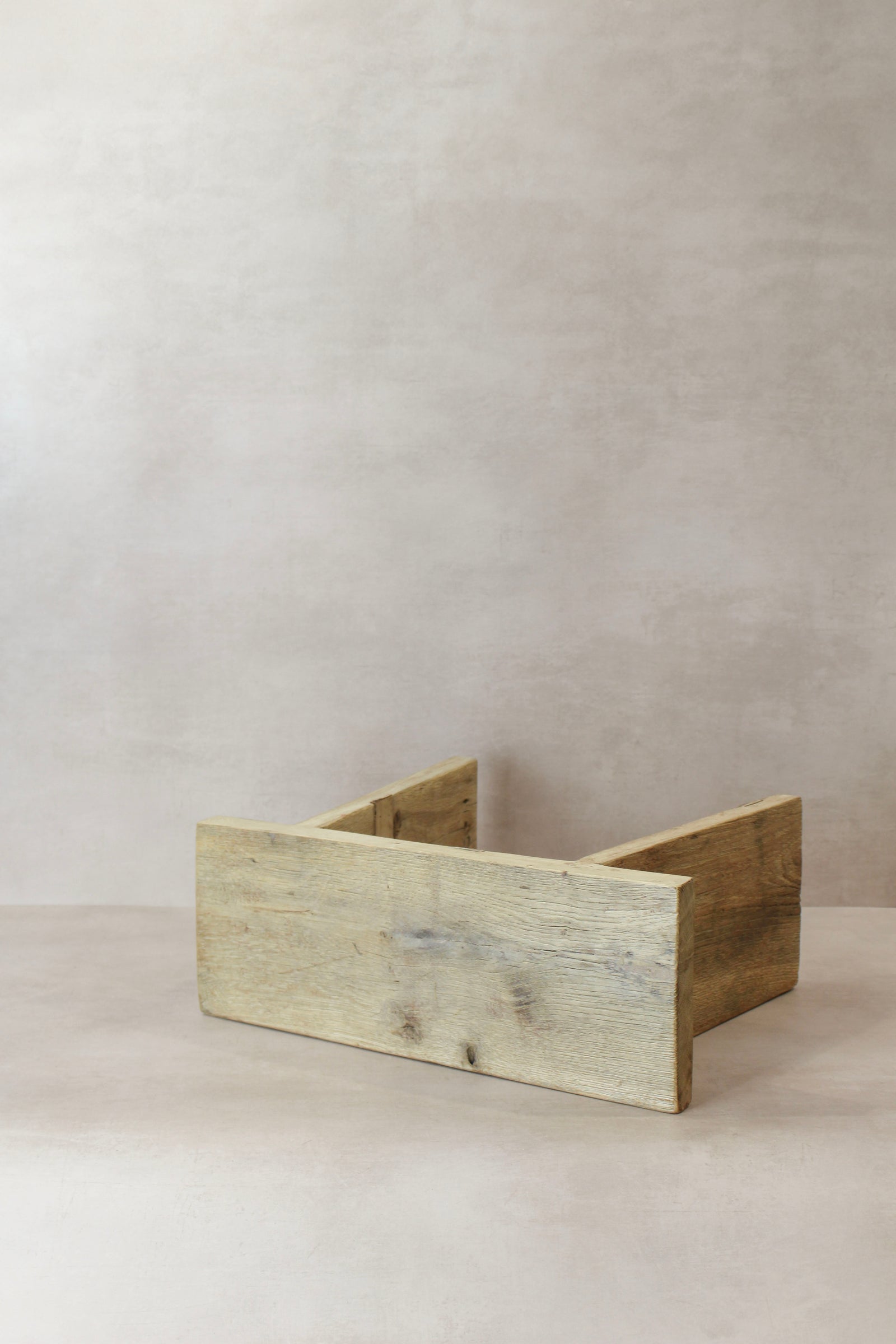 Vintage Rustic Square Elm Wood Stool - No 9