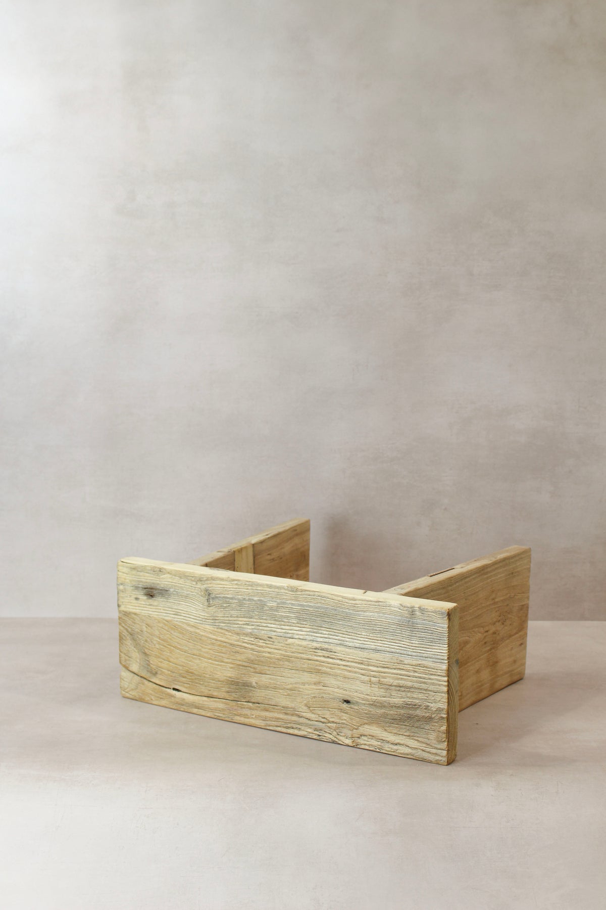 Vintage Rustic Square Elm Wood Stool - No 10