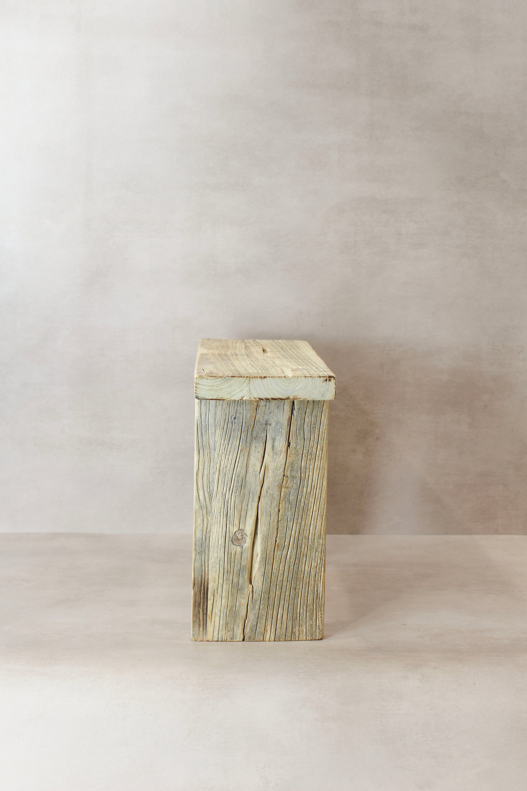 Vintage Rustic Square Elm Wood Stool - No 11