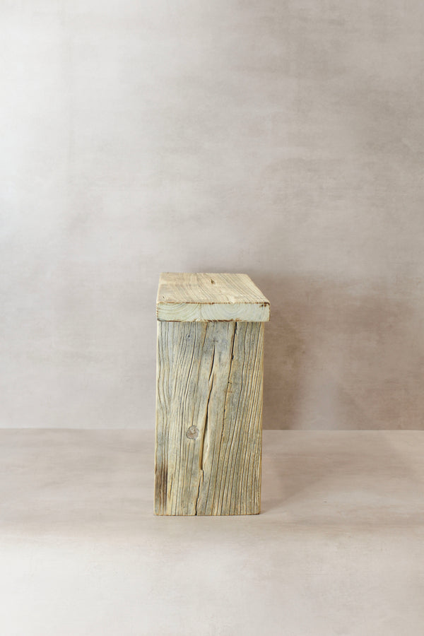 Vintage Rustic Square Elm Wood Stool - No 11 - Botanical Boys