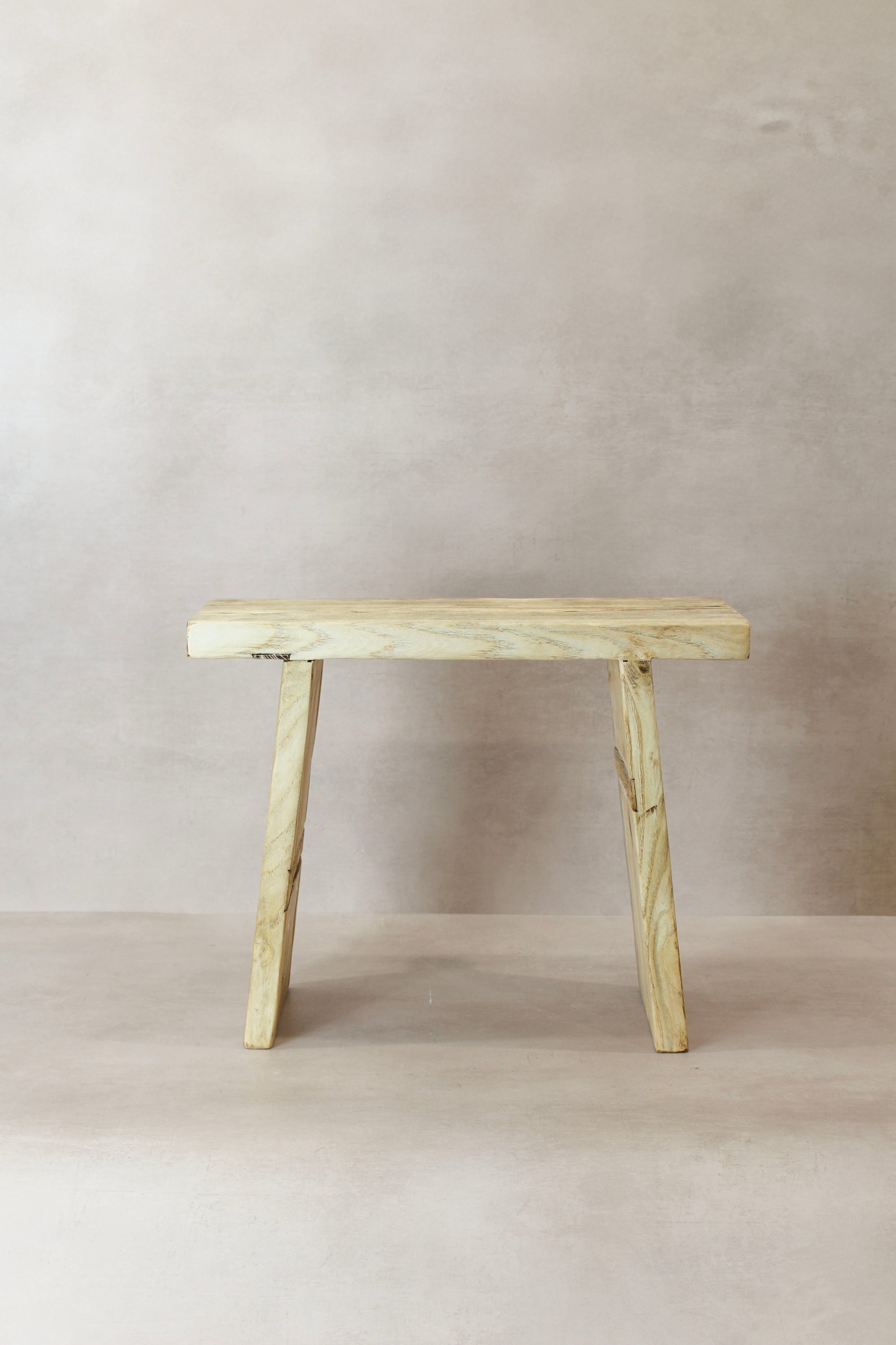 Vintage Rustic Square Elm Wood Stool - No 11