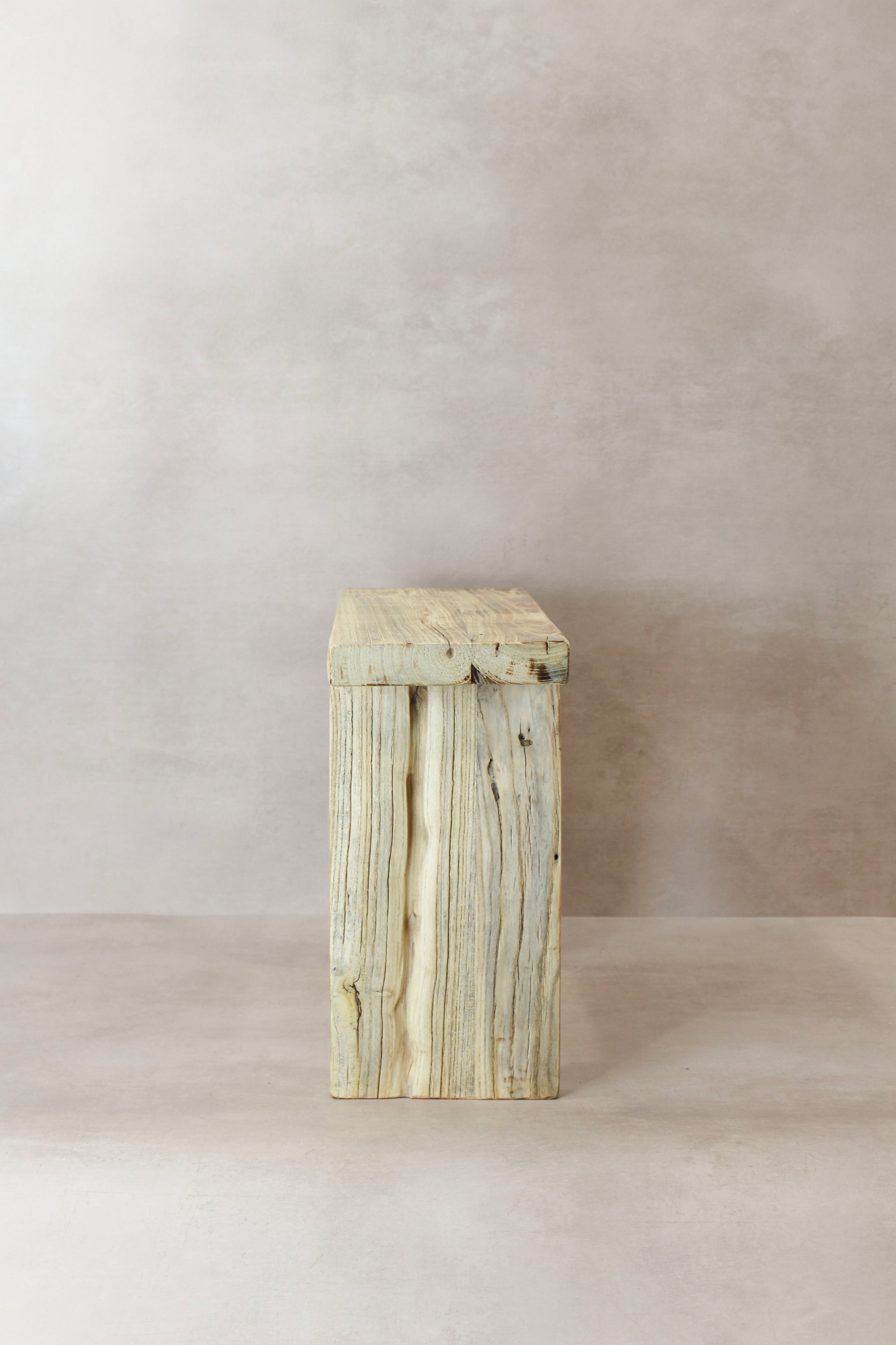 Vintage Rustic Square Elm Wood Stool - No 11