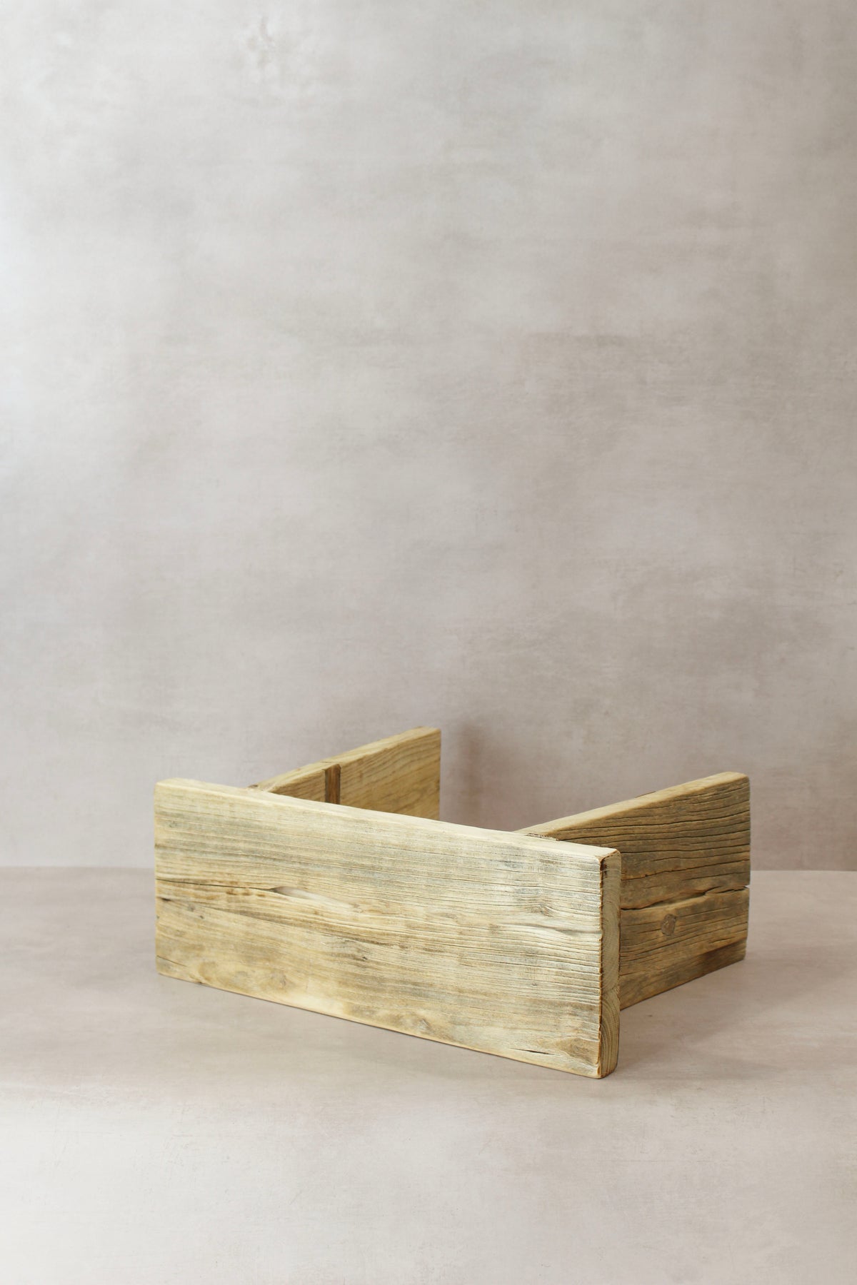 Vintage Rustic Square Elm Wood Stool - No 11