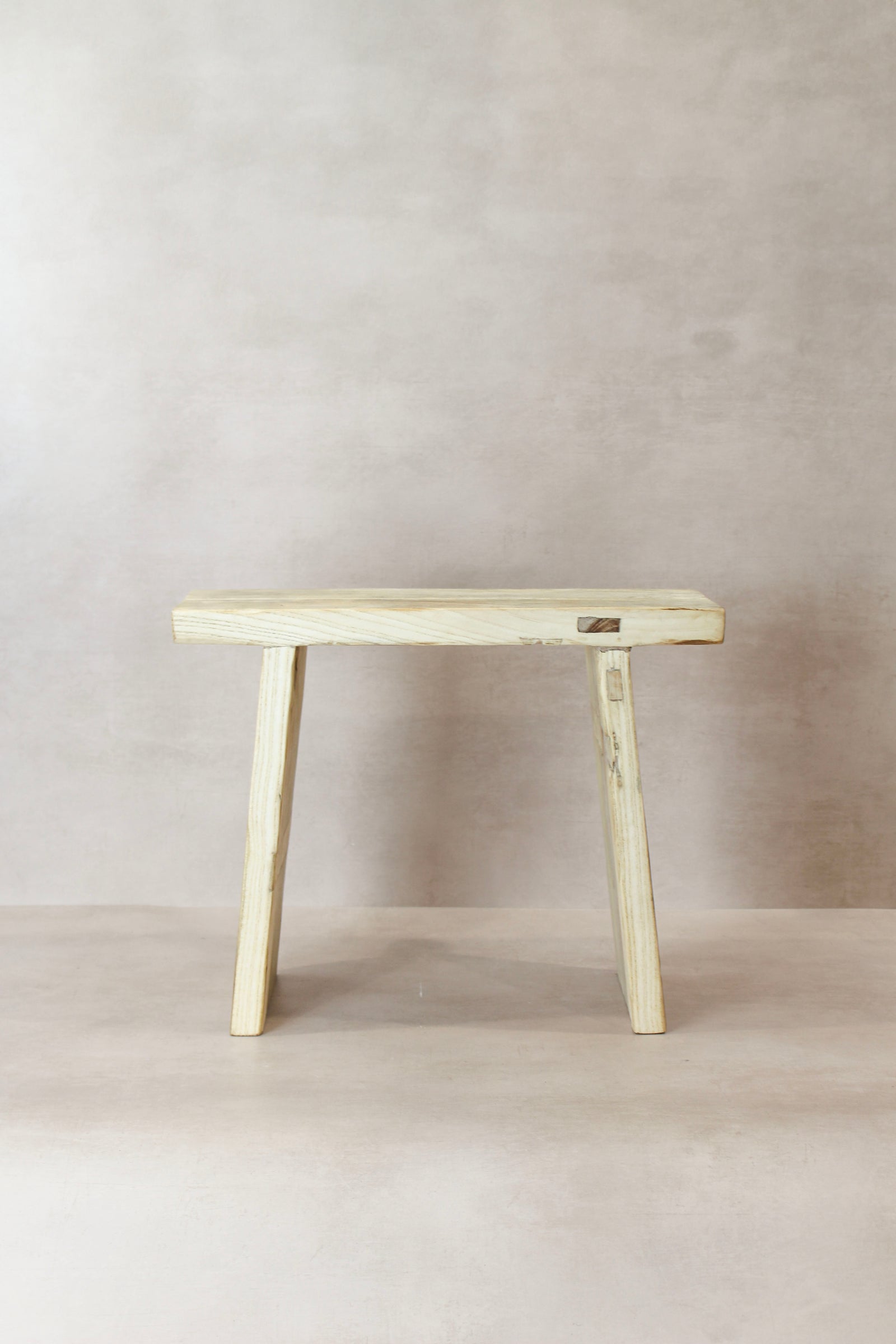 Vintage Rustic Square Elm Wood Stool - No 12