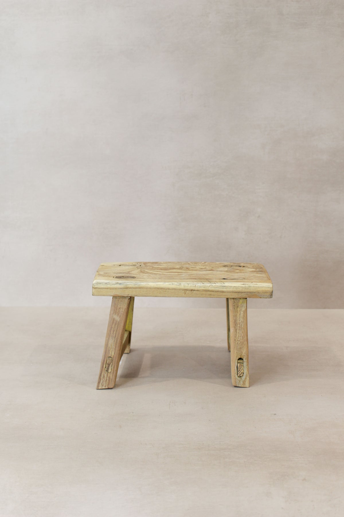 Vintage Rustic Elm Wood Stool - Small - No 17