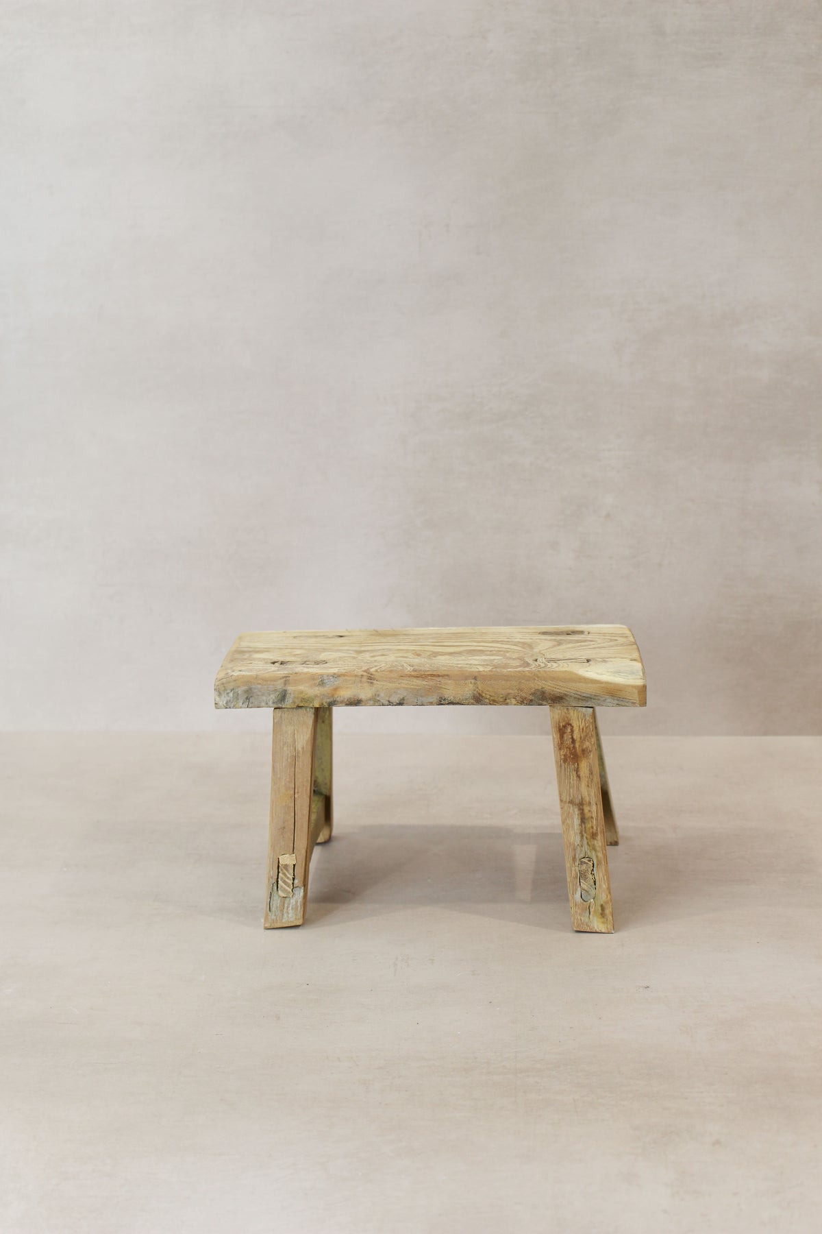 Vintage Rustic Elm Wood Stool - Small - No 17