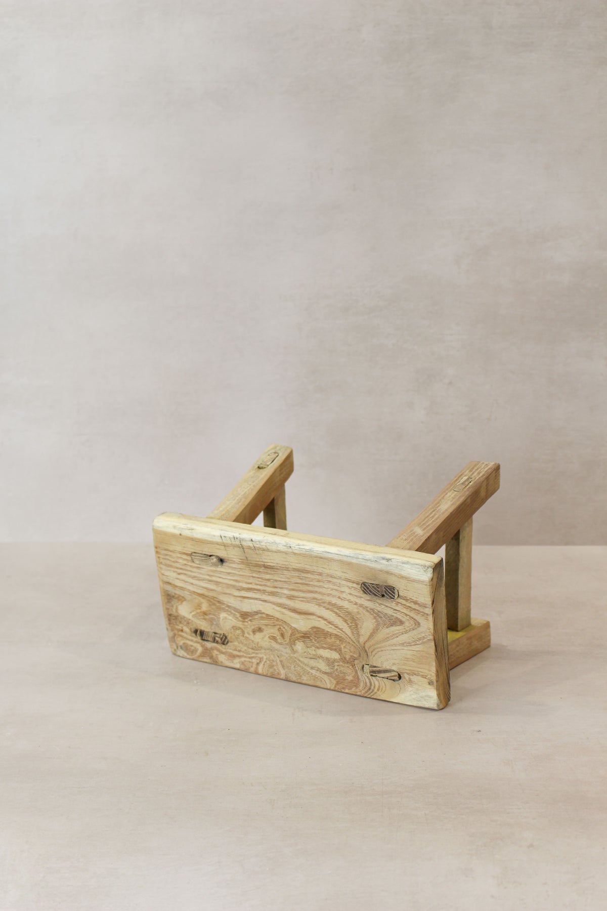 Vintage Rustic Elm Wood Stool - Small - No 17