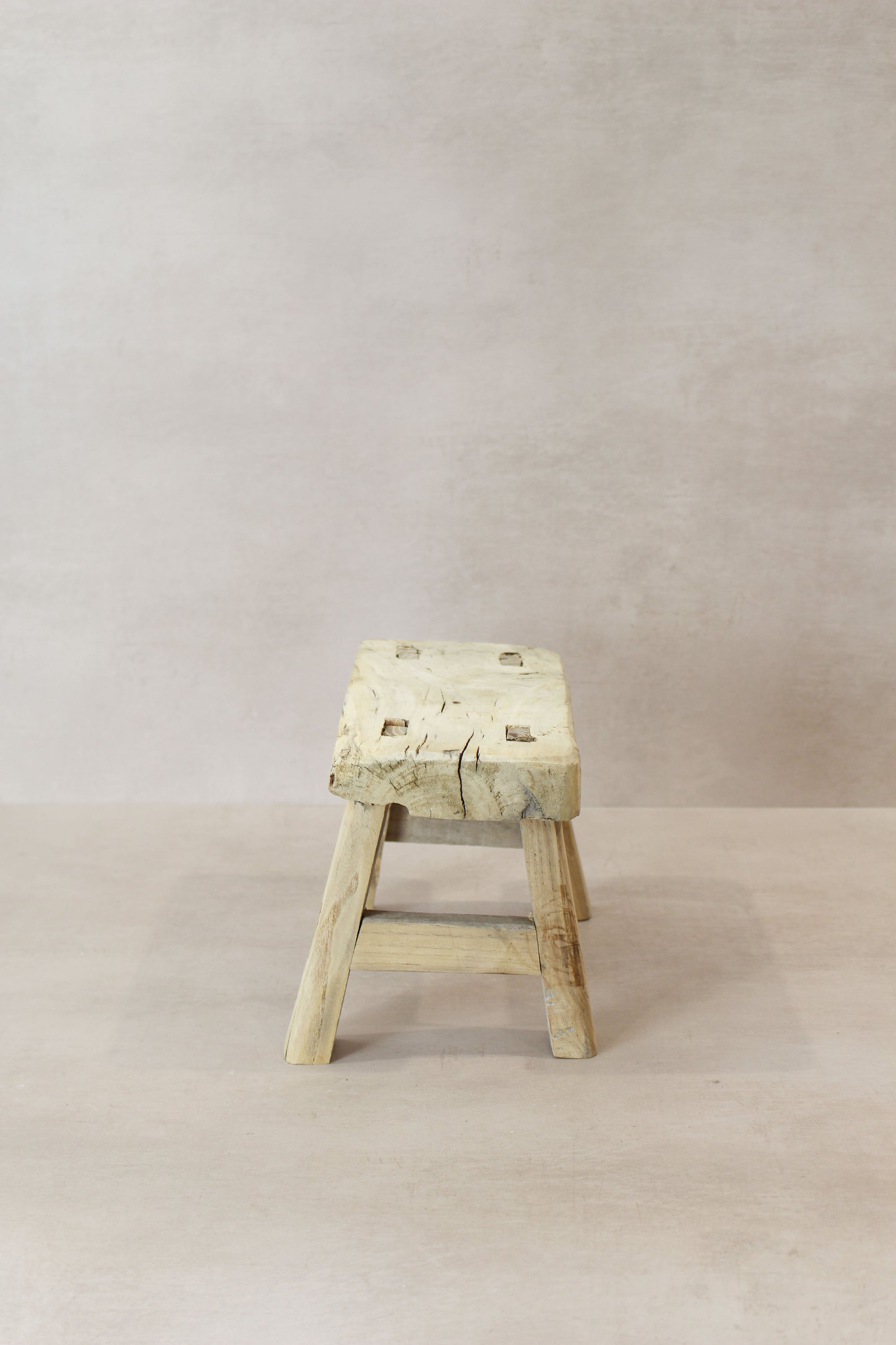 Vintage Rustic Elm Wood Stool - Small - No 18