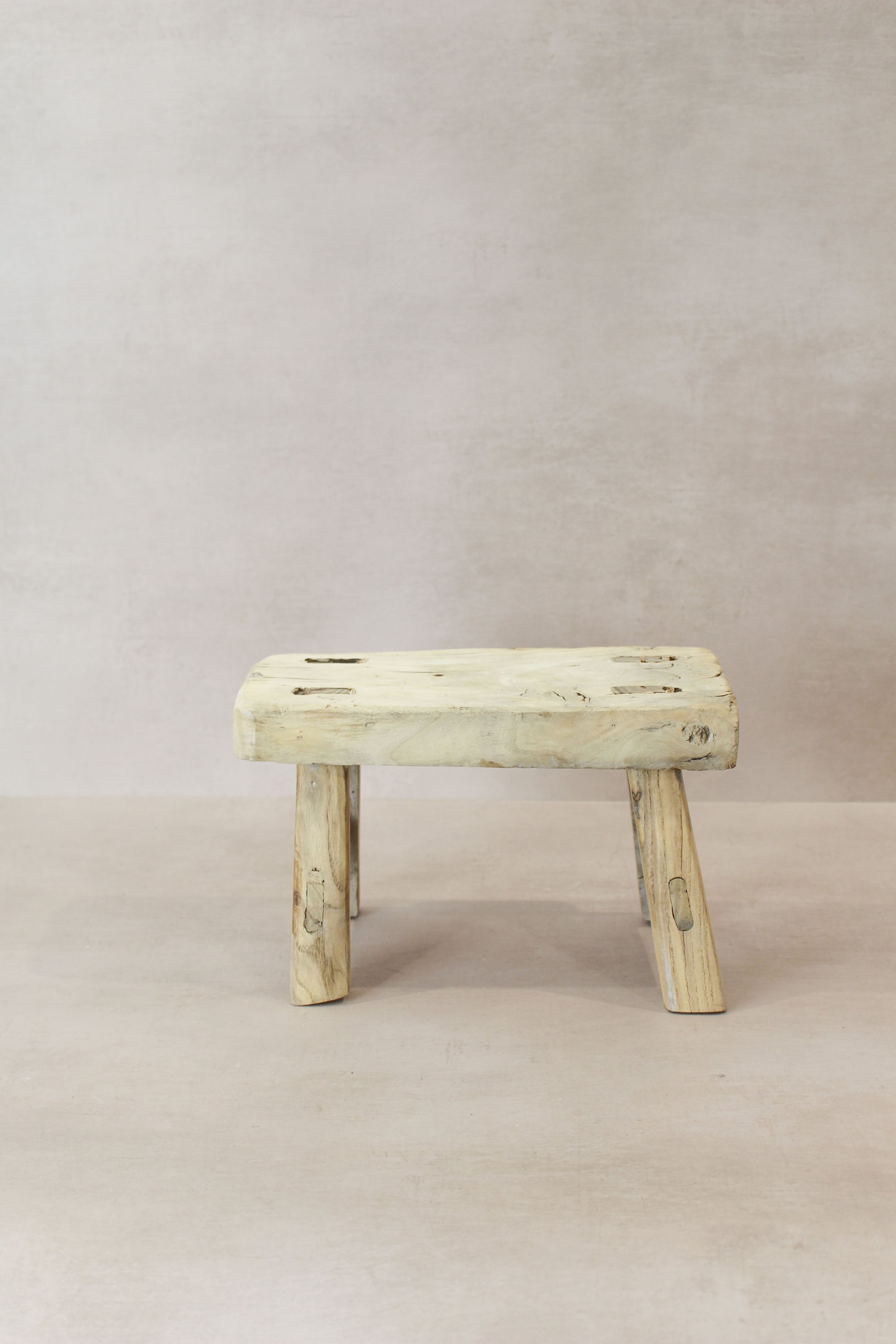 Vintage Rustic Elm Wood Stool - Small - No 18