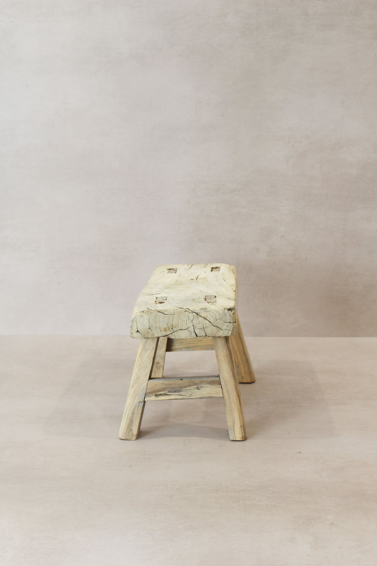 Vintage Rustic Elm Wood Stool - Small - No 18