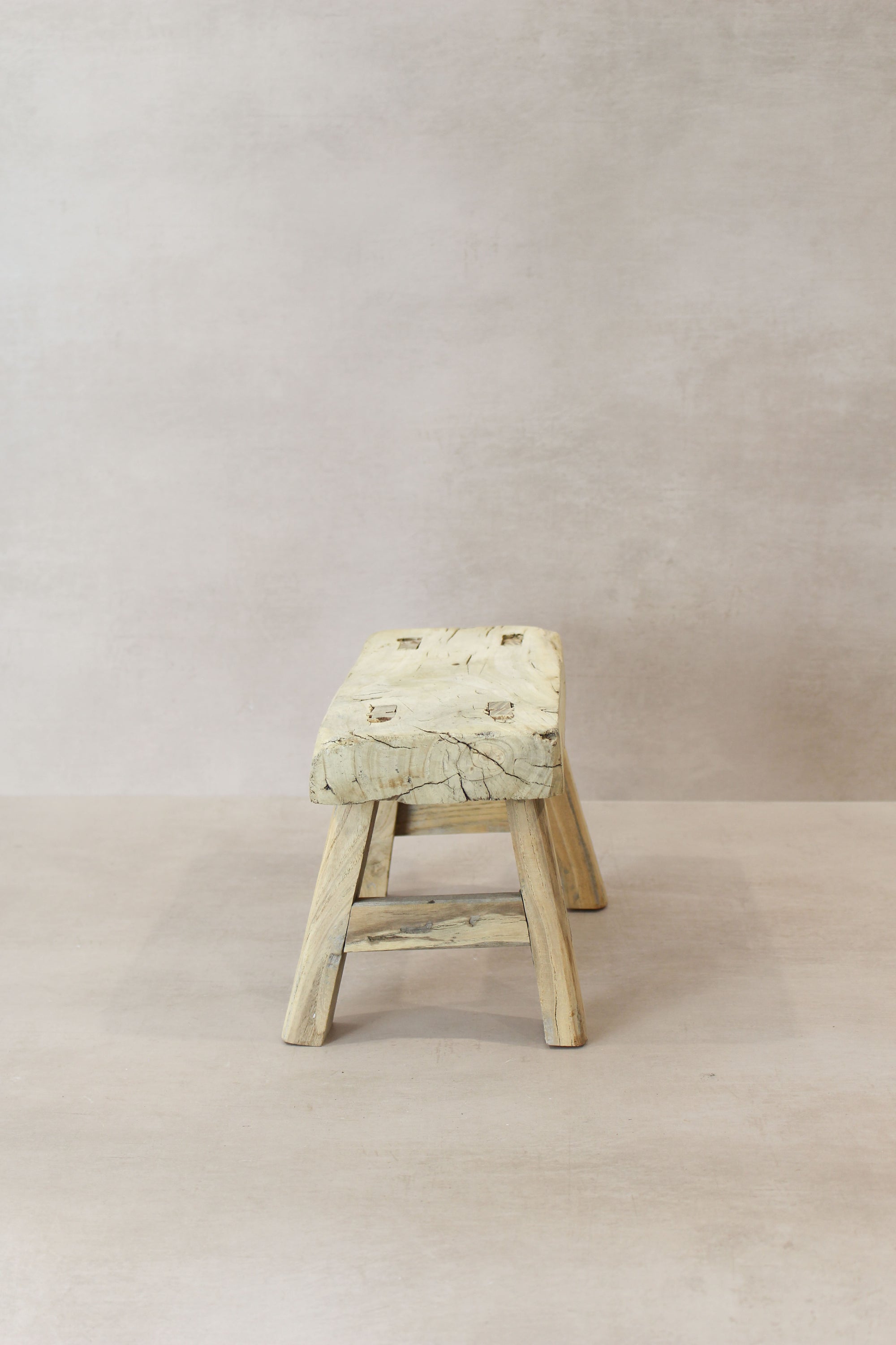 Vintage Rustic Elm Wood Stool - Small - No 18