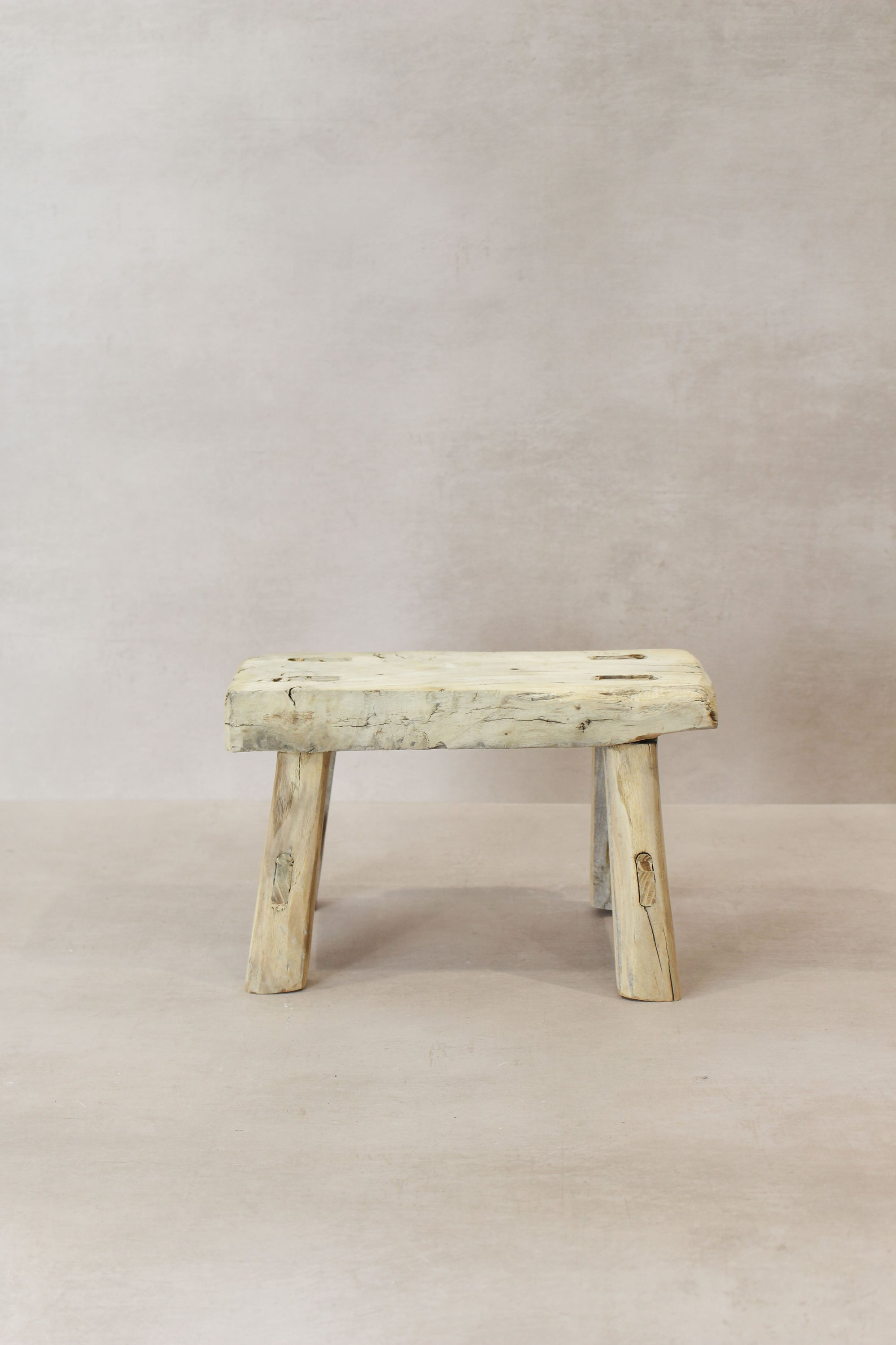 Vintage Rustic Elm Wood Stool - Small - No 18