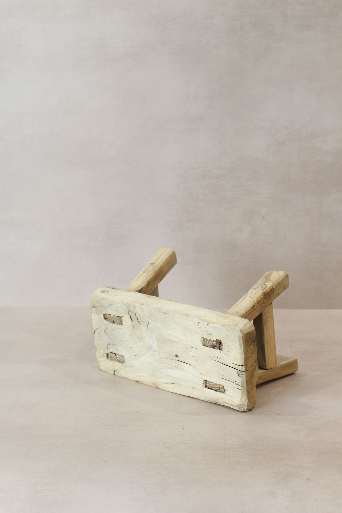 Vintage Rustic Elm Wood Stool - Small - No 18