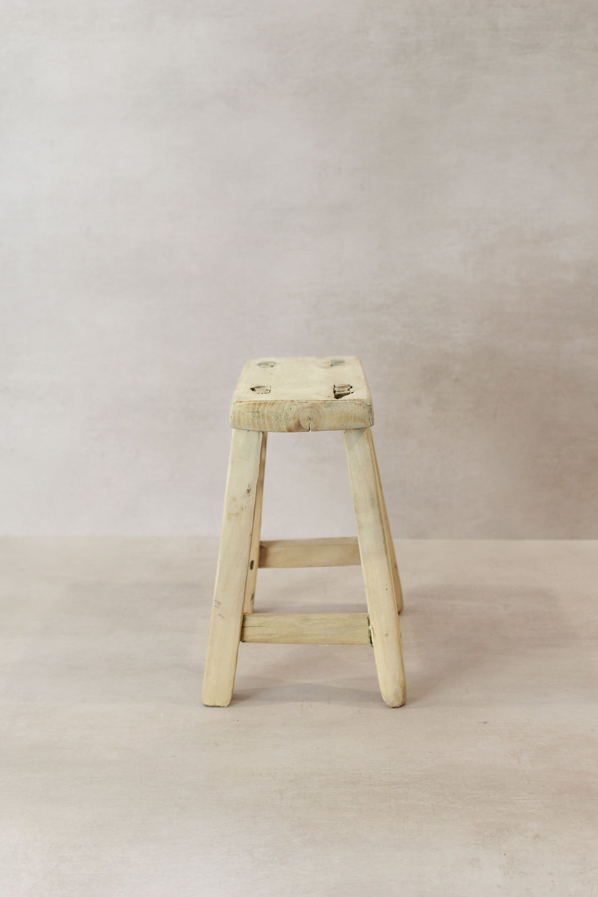 Vintage Rustic Elm Wood Stool - Small - No 19