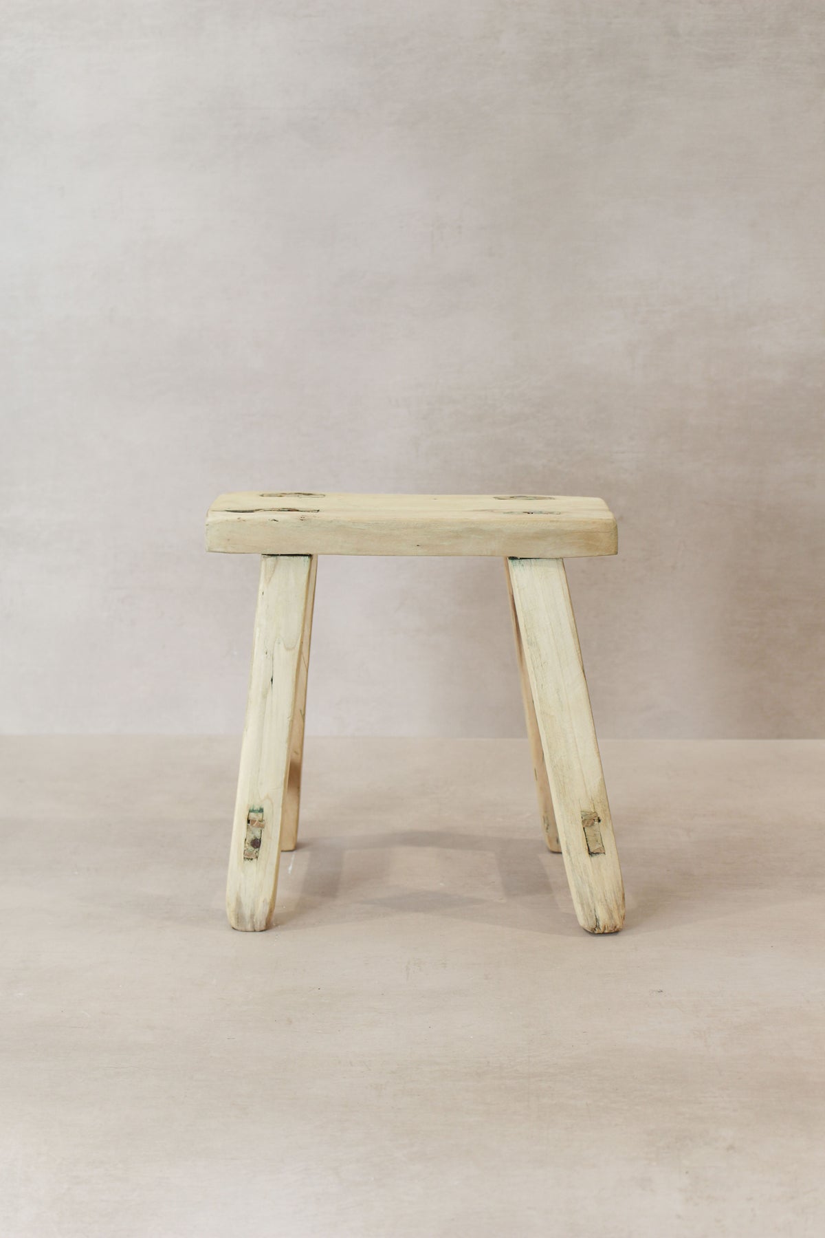 Vintage Rustic Elm Wood Stool - Small - No 19