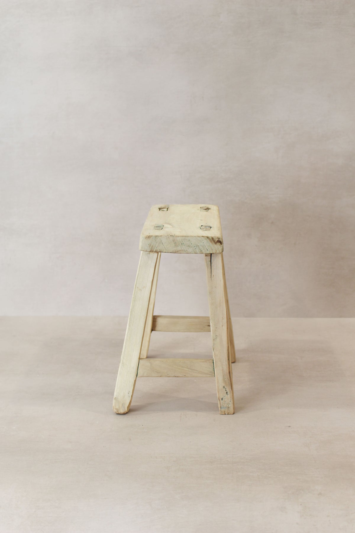 Vintage Rustic Elm Wood Stool - Small - No 19