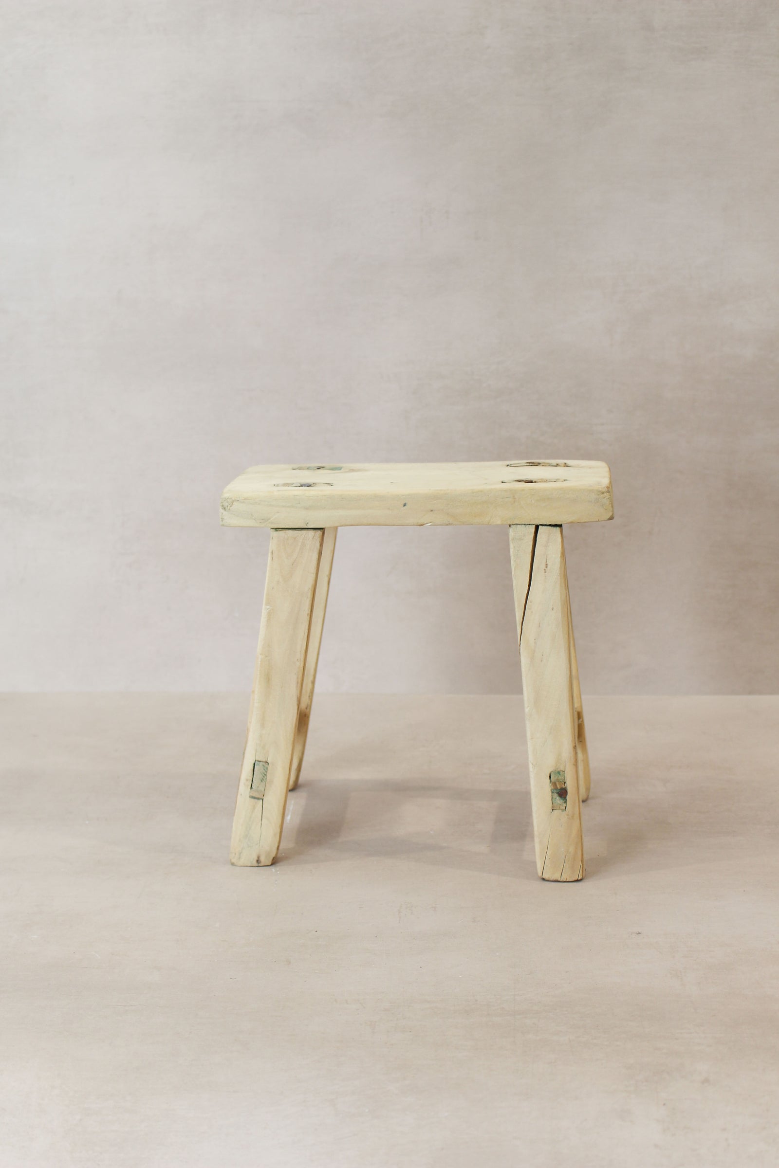 Vintage Rustic Elm Wood Stool - Small - No 19